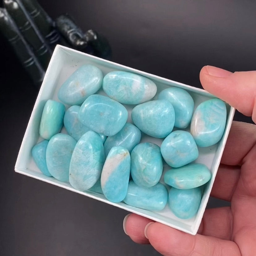 Blue Green Amazonite Tumbled Stone Specimen from Peru