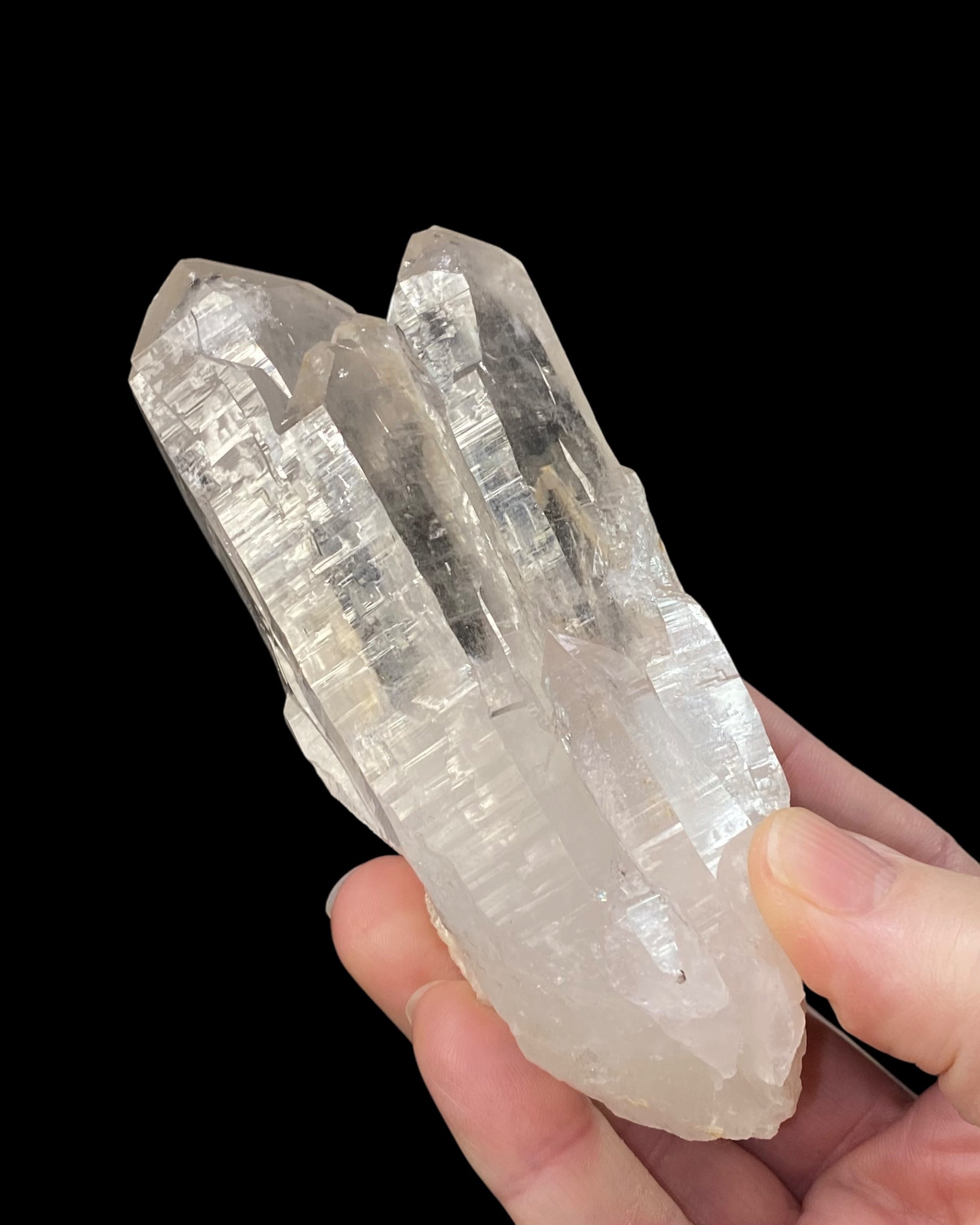 Clear Himalayan Quartz Crystal Cluster with Macromosaic Patterns