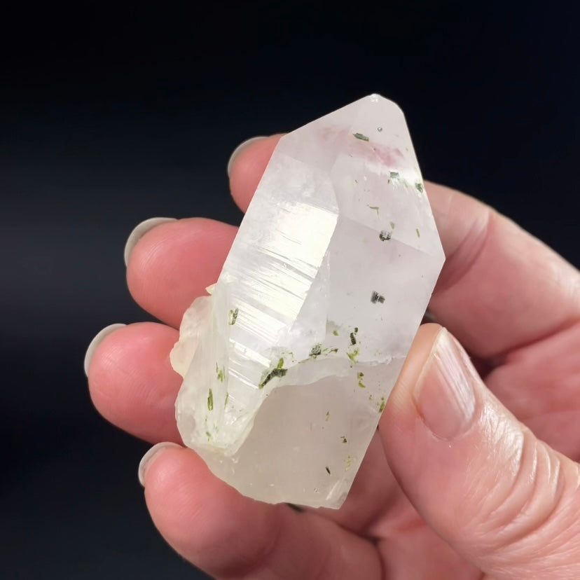 Quartz Crystal with Green Epidote Crystals