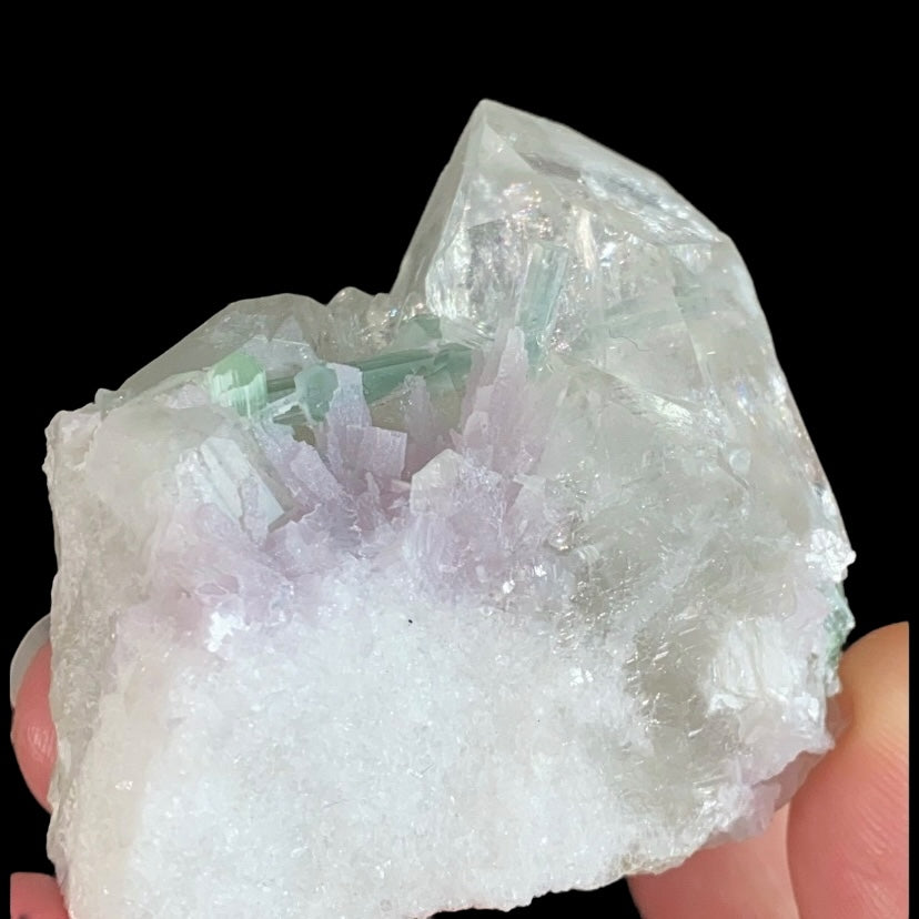 Lepidolite, Green Tourmaline & Quartz Cluster