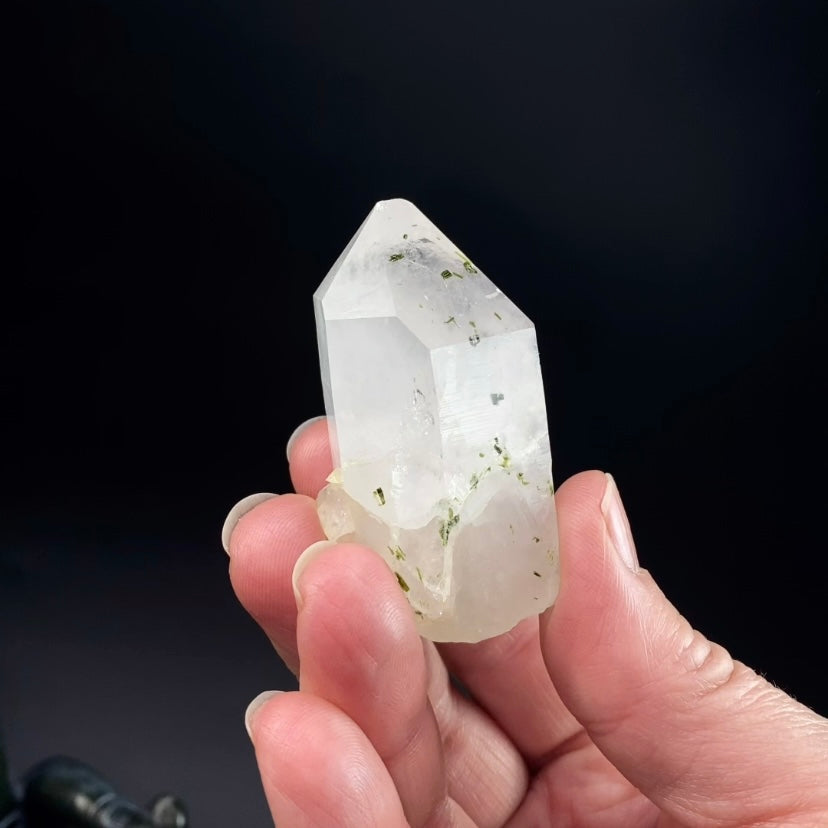 Quartz Crystal with Green Epidote Crystals