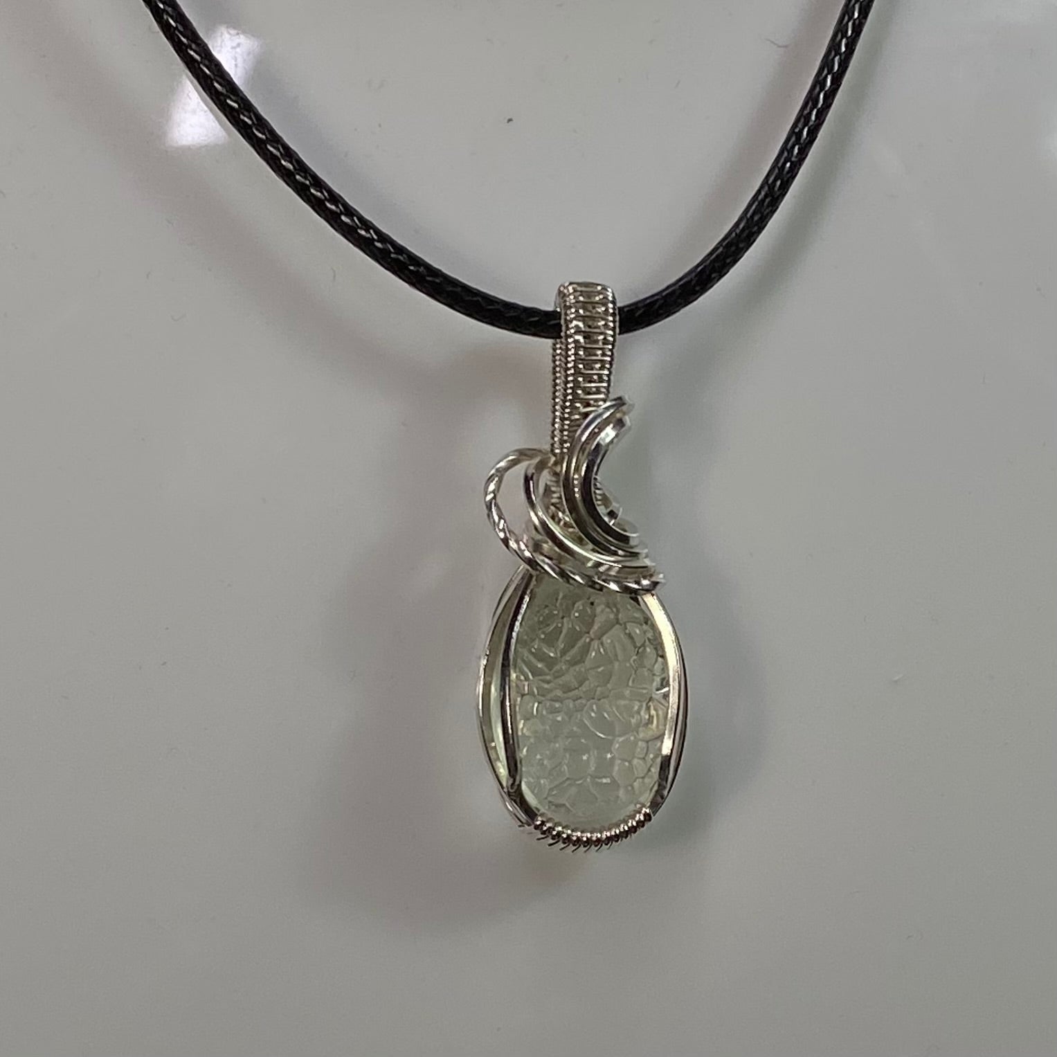 Hyalite Opal & Sterling Silver Wire Wrapped Pendant