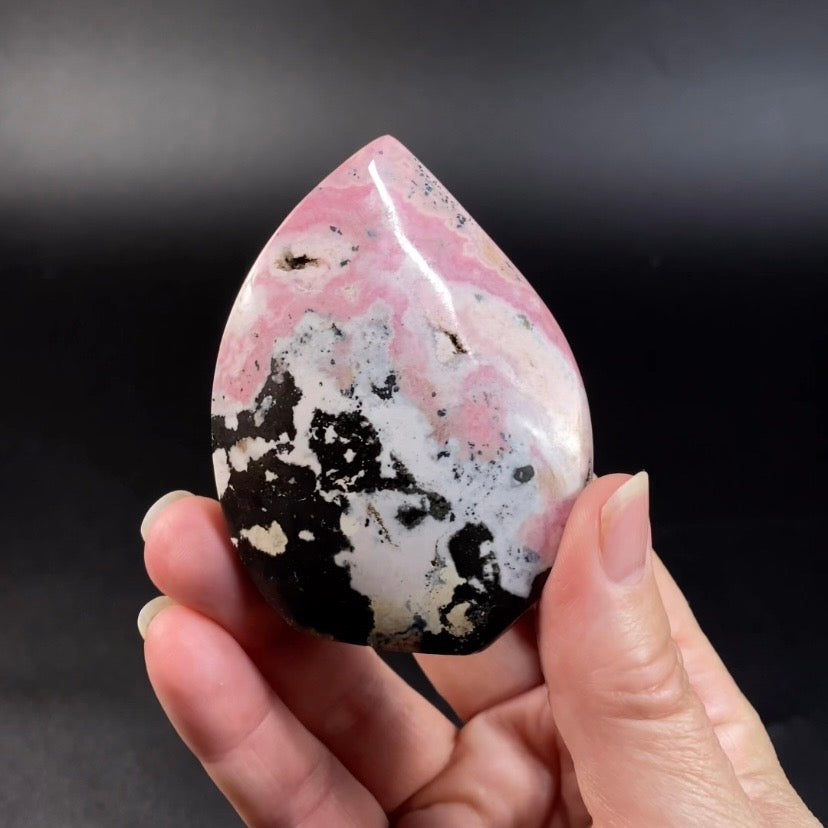 Rhodonite Polished Teardrop Freeform Stone from Peru