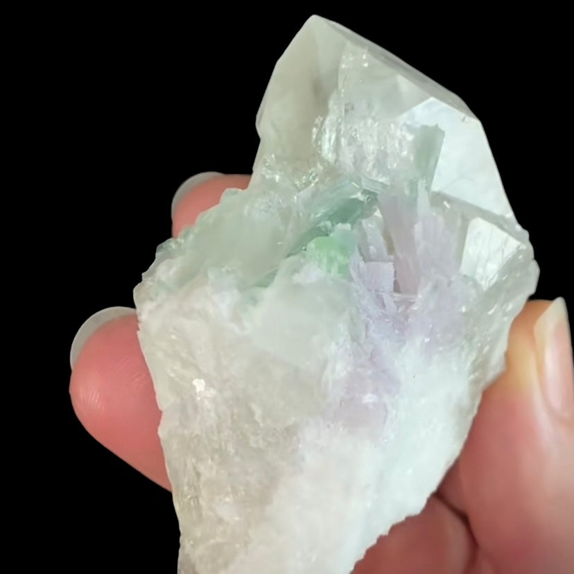 Lepidolite, Green Tourmaline & Quartz Cluster