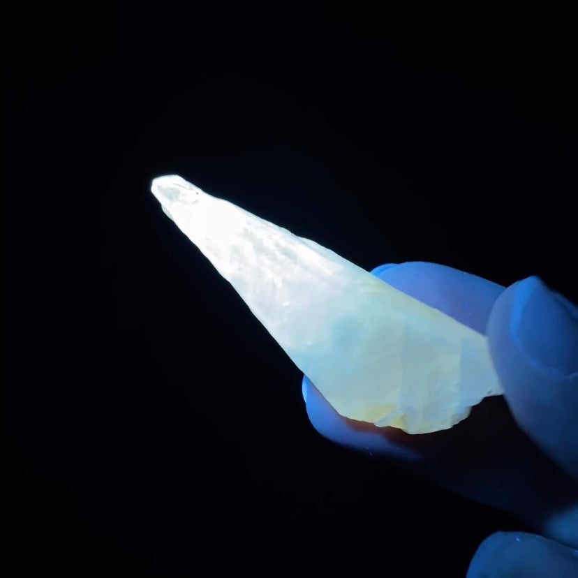 Phosphorescent Golden Feather Tapered Calcite Crystal