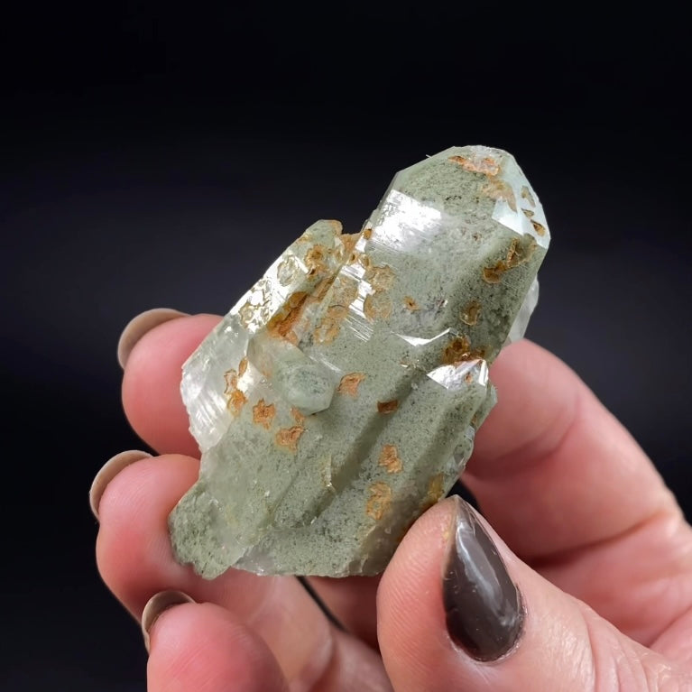 Lustrous Chlorite Included Quartz Cluster