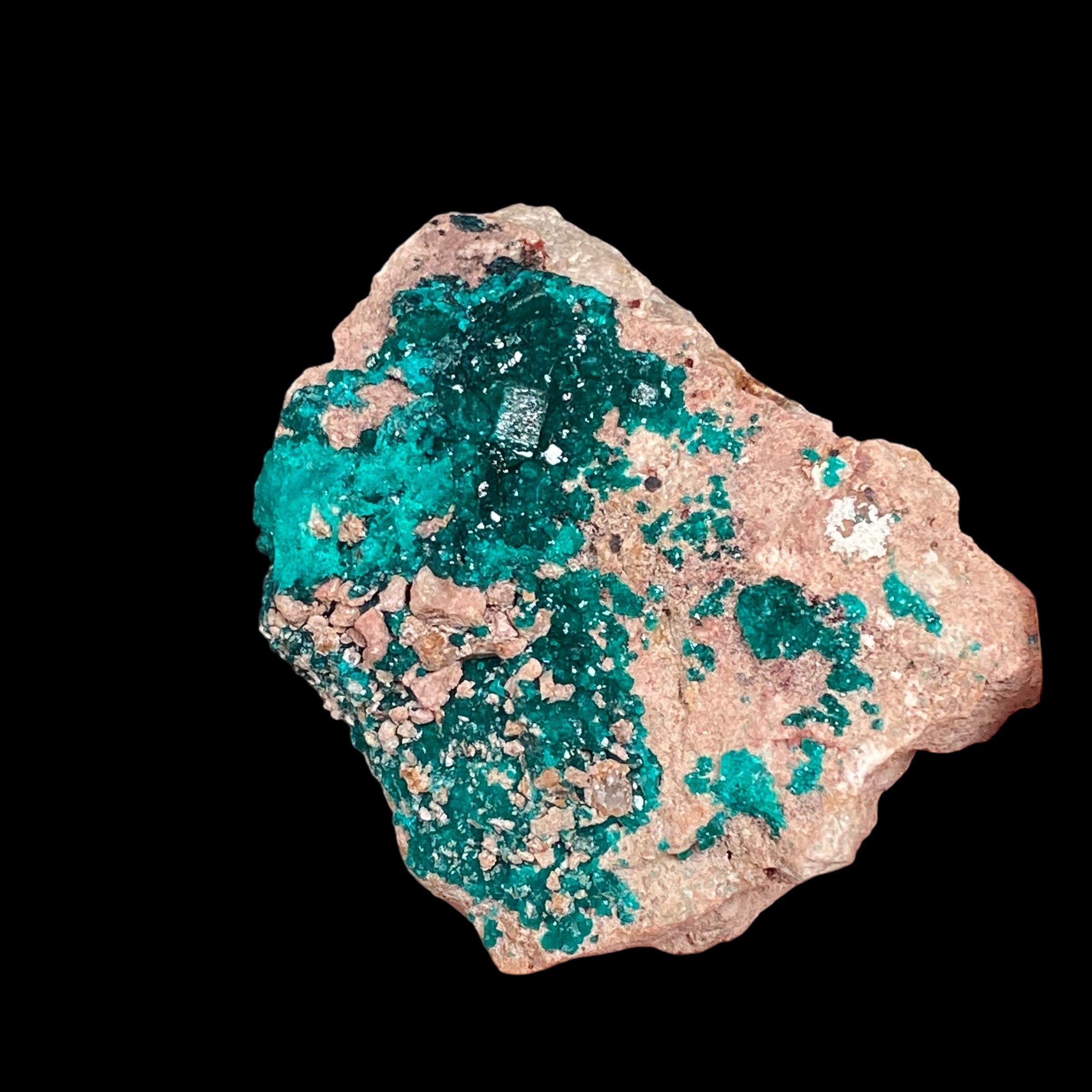 Dioptase Crystals on Sandy Quartz Rich Matrix