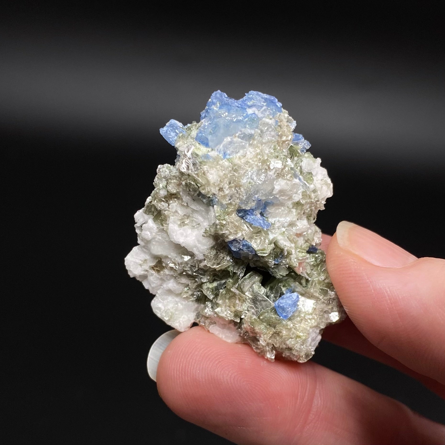 Blue Alkali Beryl Aquamarine with Muscovite Mica and Feldspar, Shigar Valley, Gilgit Baltistan, Pakistan