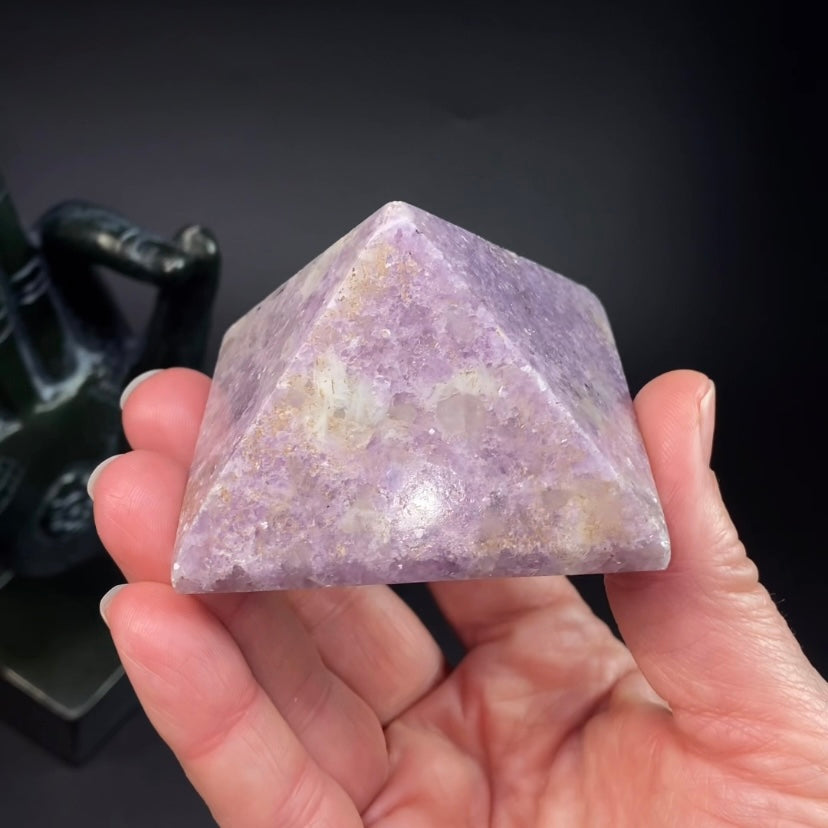 Polished Lepidolite Pyramid from Afghanistan – Lavender Lithium Mica Crystal