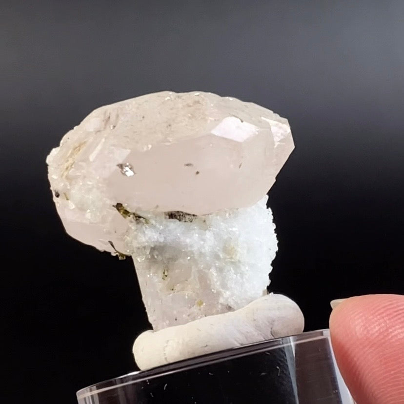 Pink Morganite Scepter Crystal with Green Tourmaline & Albite var Cleavelandite