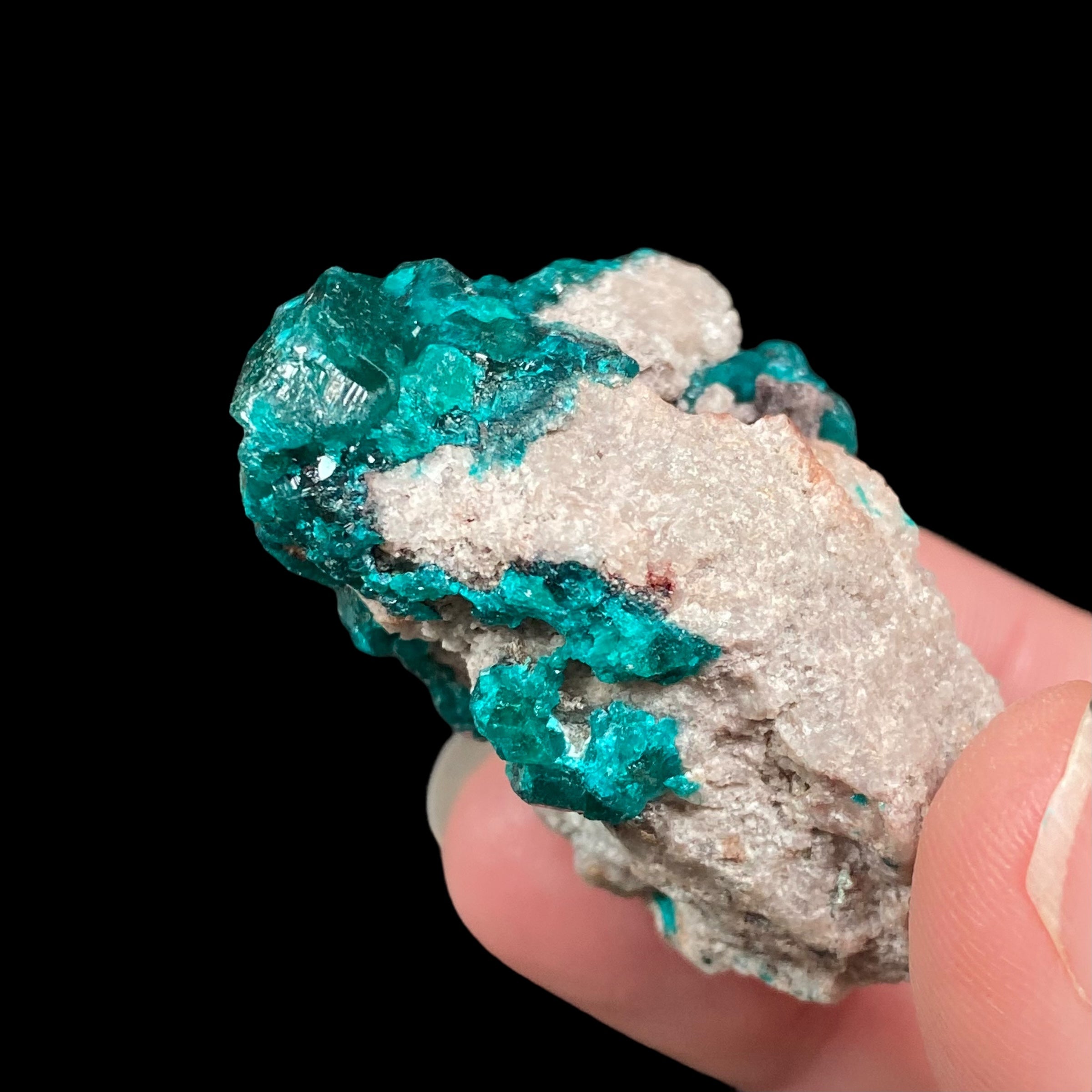 Dioptase Crystals on Sandy Quartz Rich Matrix