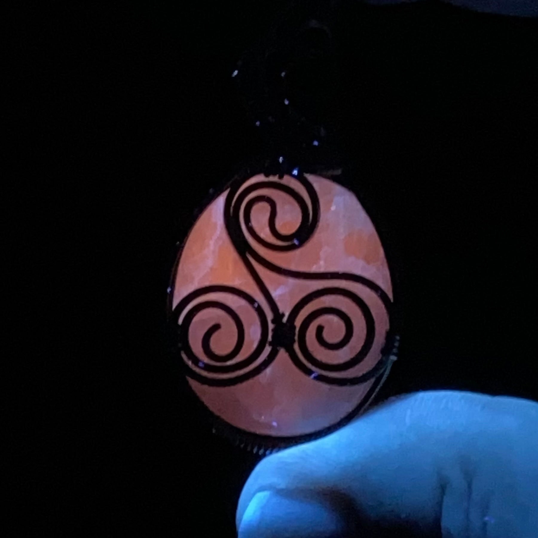 Kunzite with Triskelion, Triskele & Copper Wire Wrapped Pendant