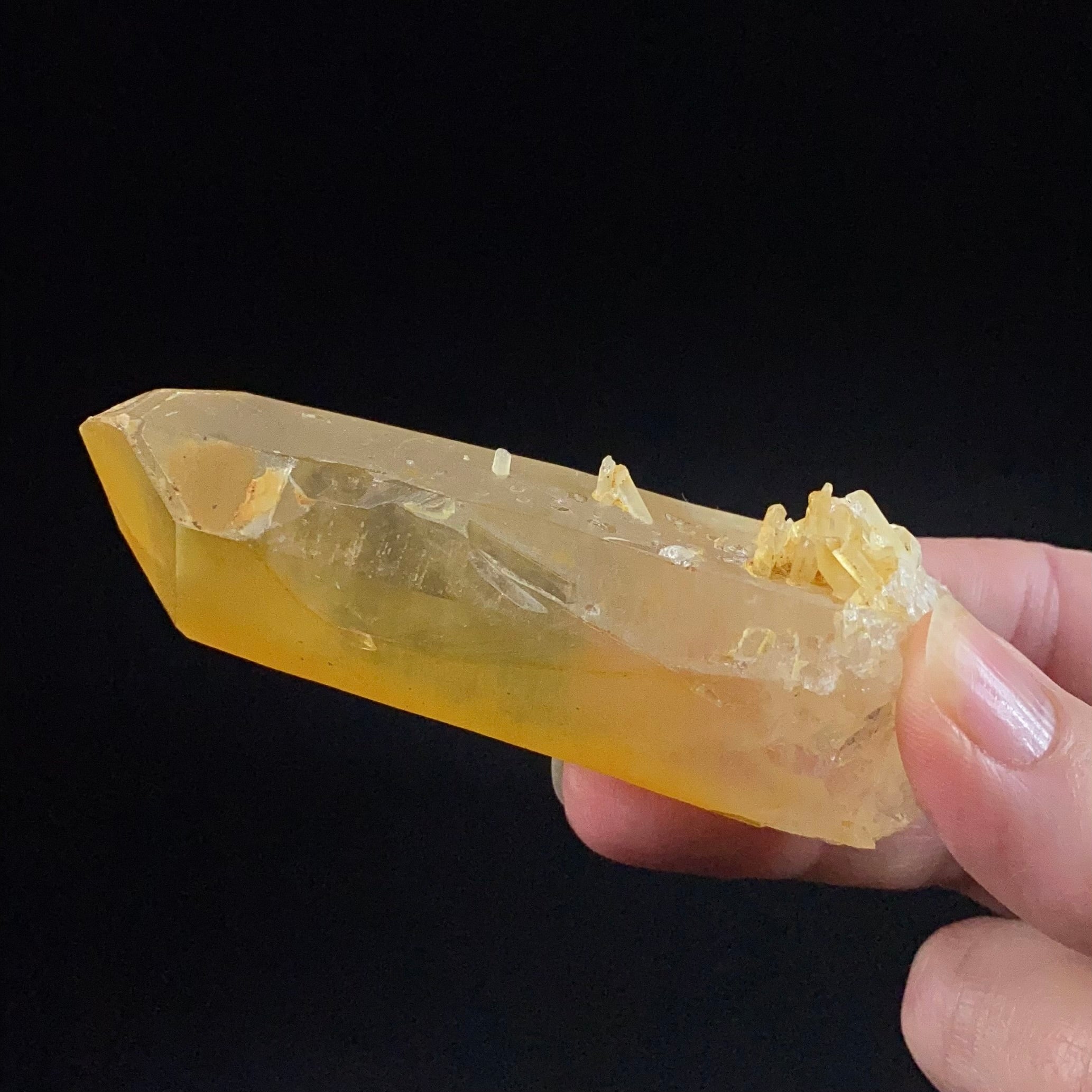 Golden Quartz Crystal with Natural Yellow Iron Oxide Surface Coating