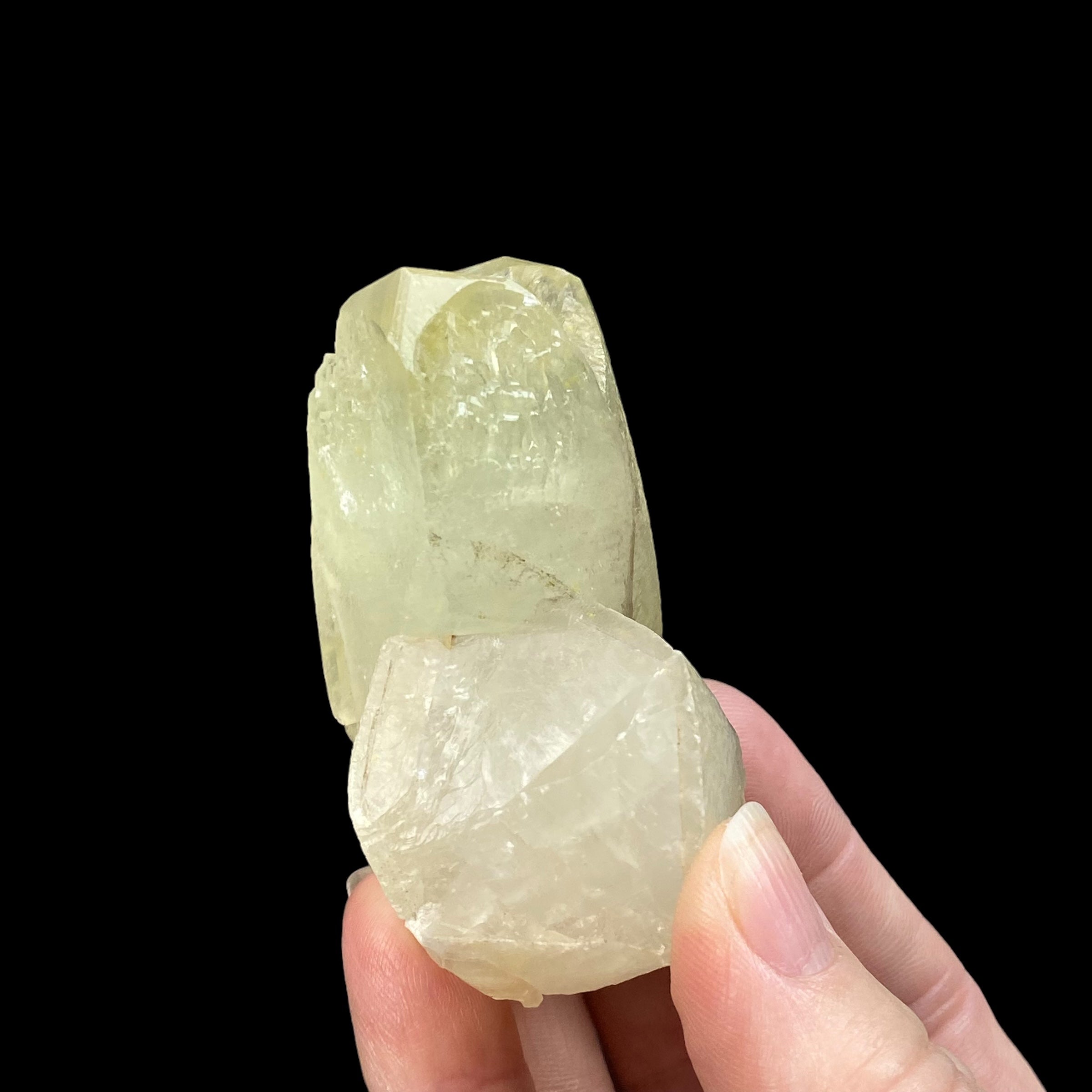 Inter-grown, Faint "Lemon" Yellow Twin Calcite Crystals