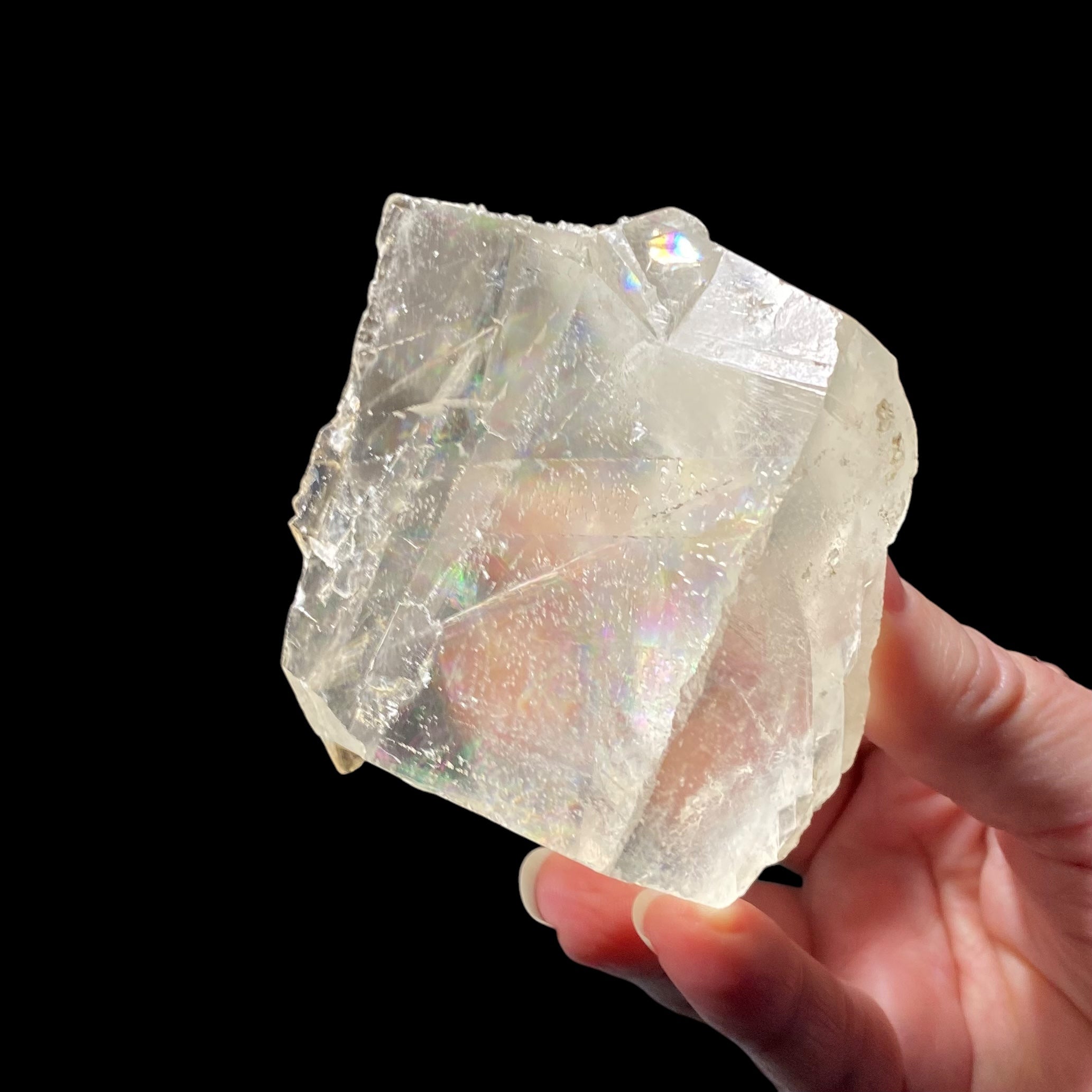 Light Golden Calcite Crystal with Rainbows Galore