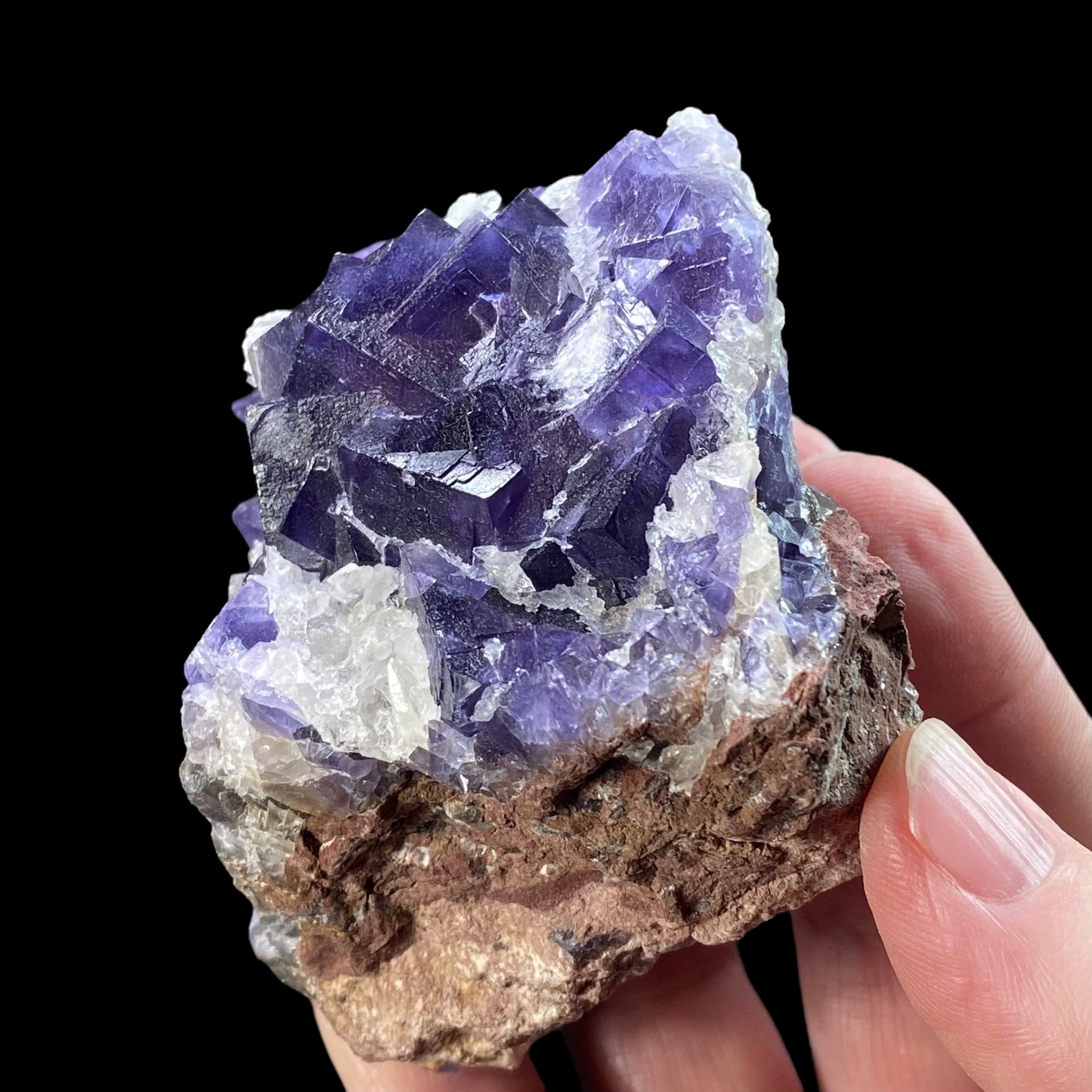 Purple Fluorite Cluster with Dogtooth Calcite