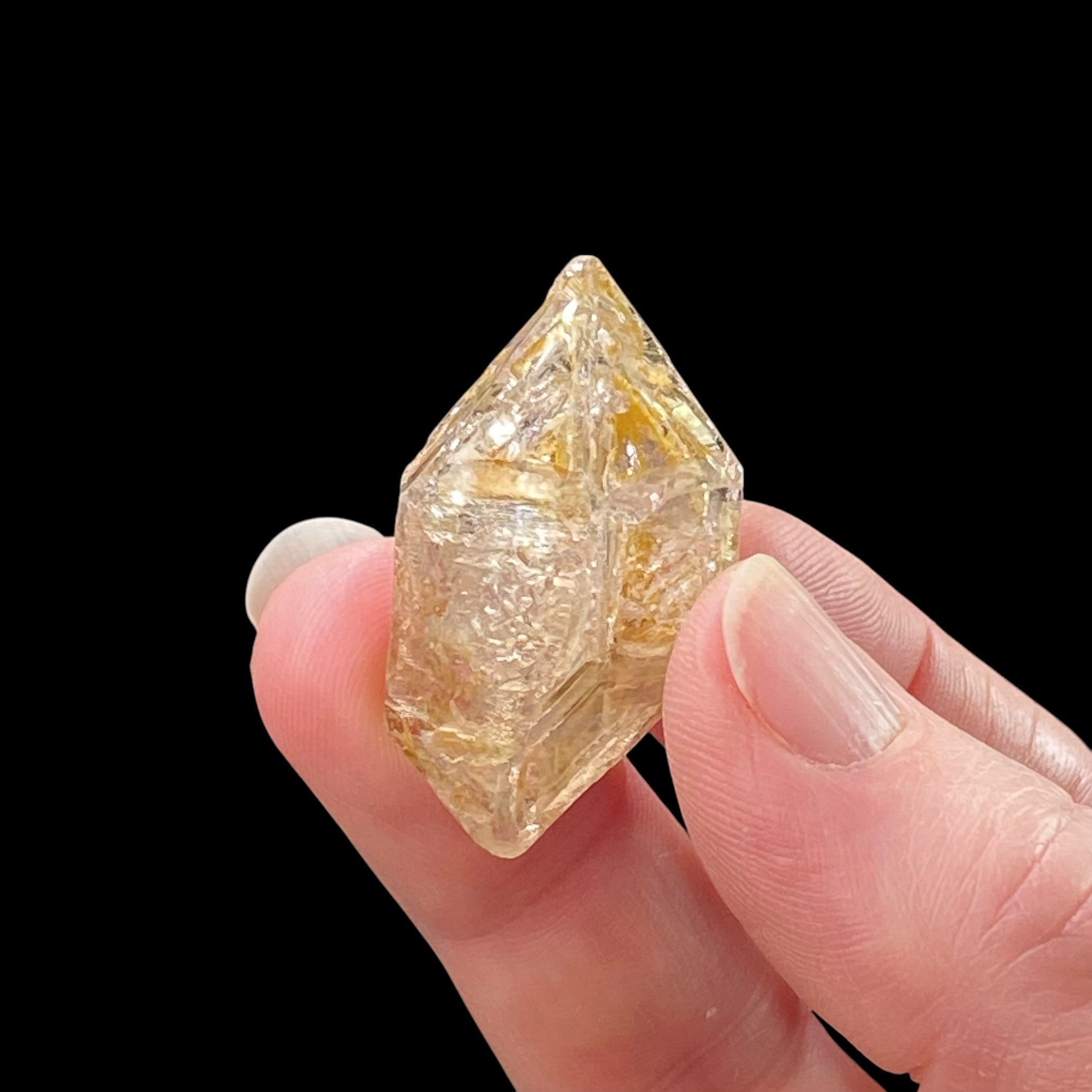 Double Terminated Fenster Quartz Crystal with Fluorescent Inclusions