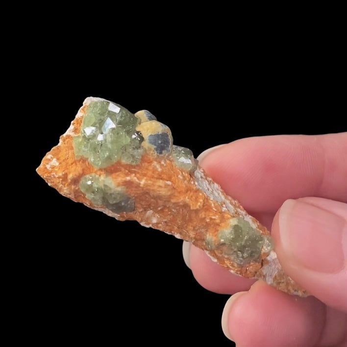 Green Demantoid Garnet Crystals on Matrix