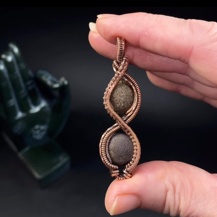 Copper Wire Wrapped Kansas Pop Rock Duo Pendant – Handcrafted Boji Stone Jewelry