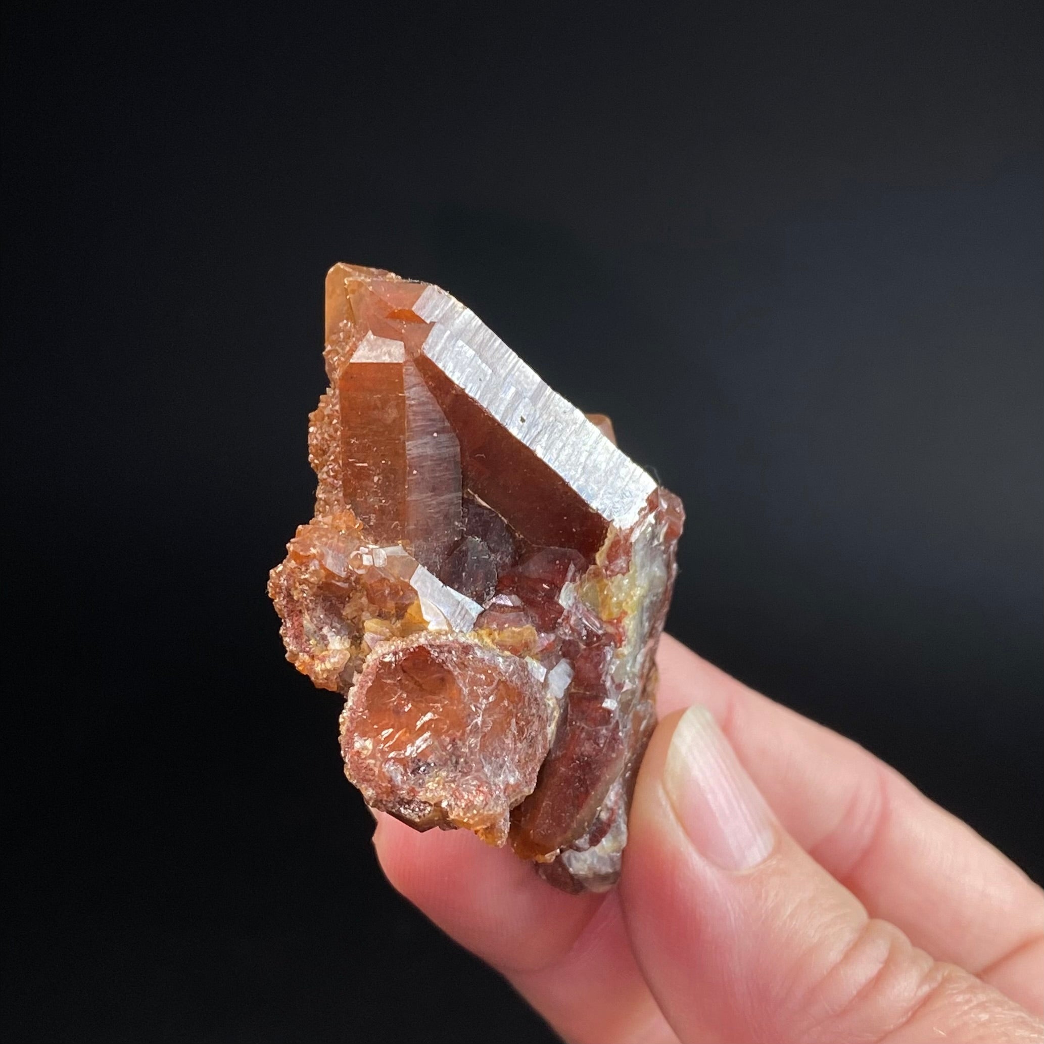 Red Hematite Quartz Crystal Specimen from Tourash, Morocco