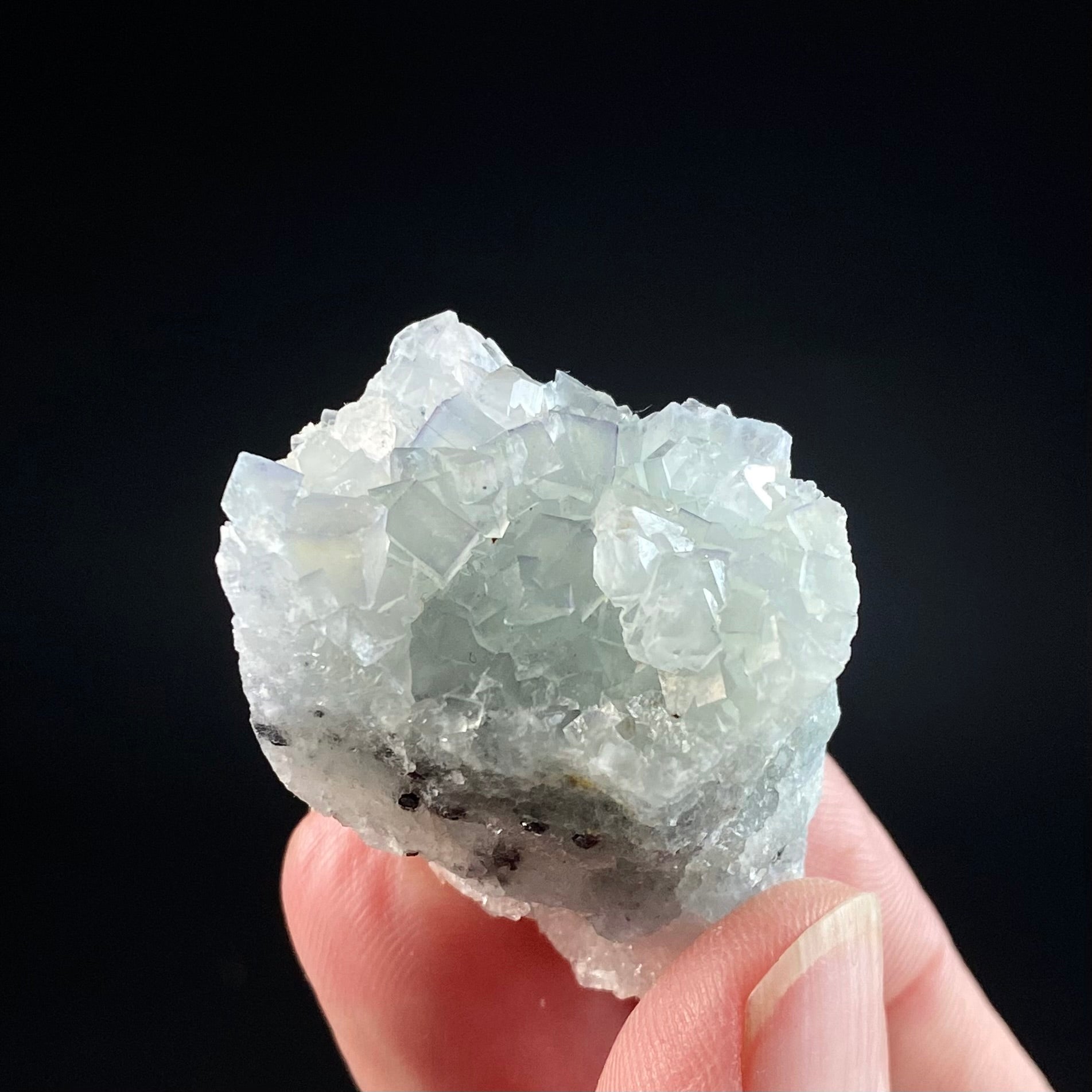 Pale Green Cubic Fluorite Cluster from El Hammam Mine, Morocco