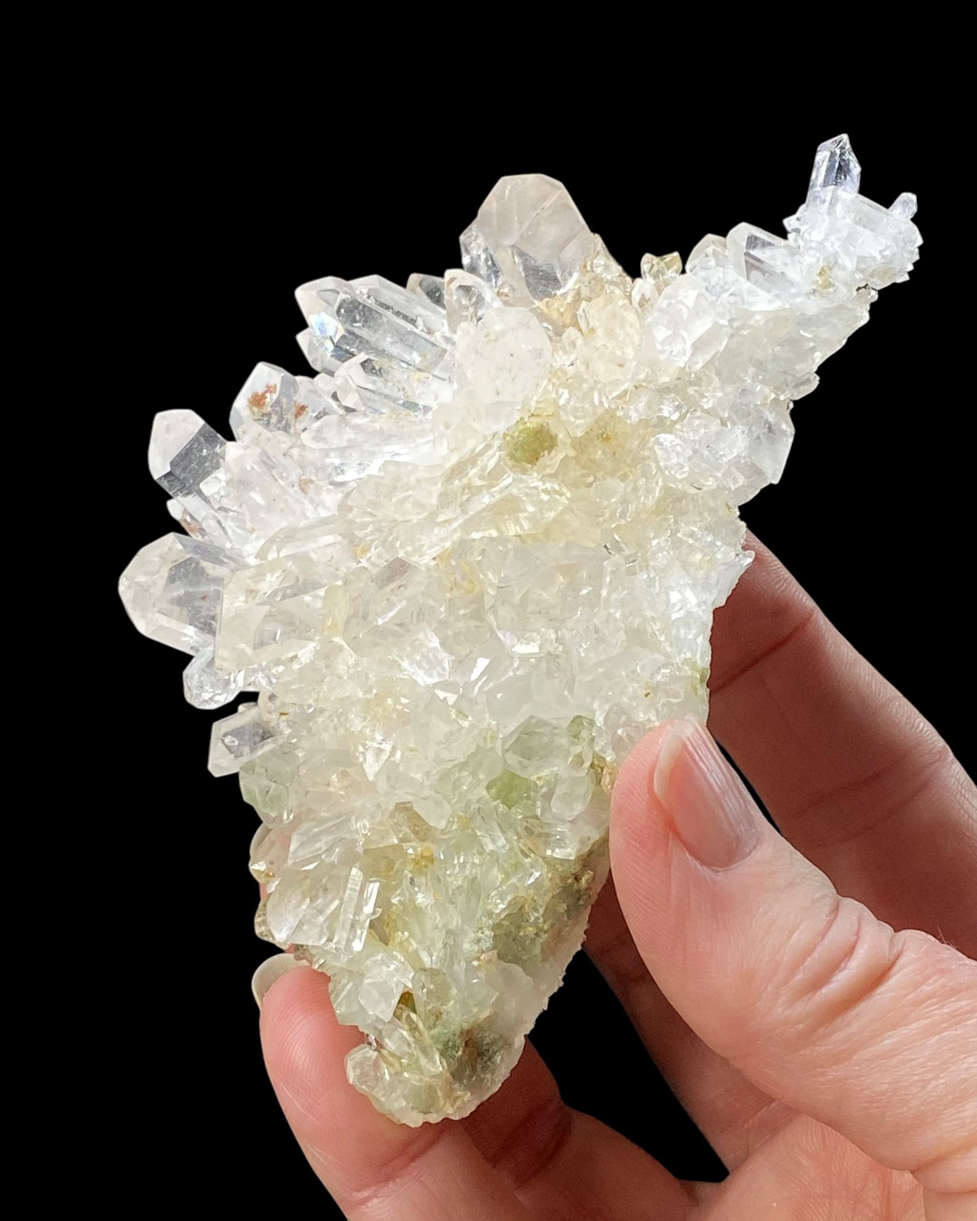 Chlorite Included Quartz Crystal Cluster