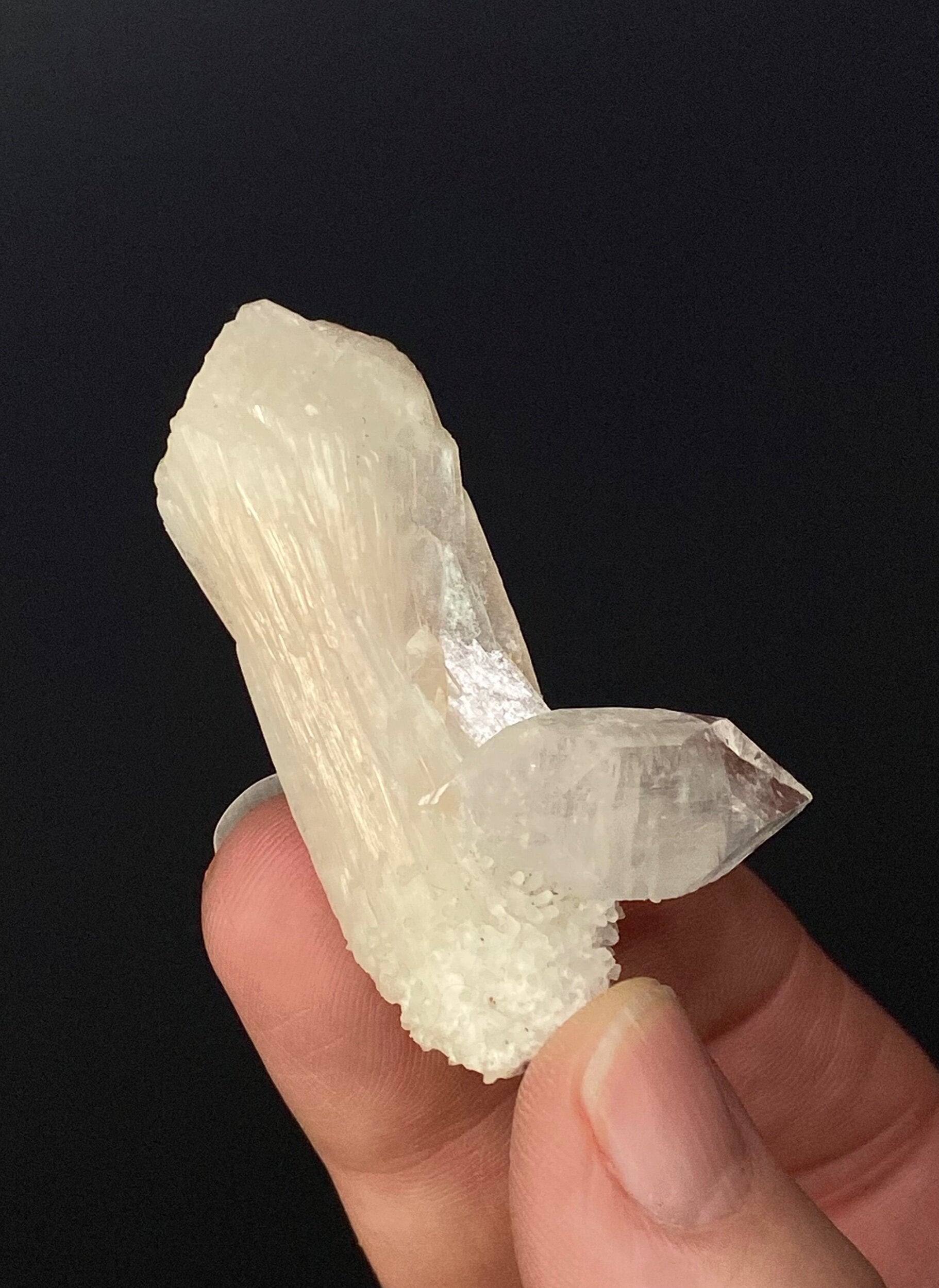 Clear Apophyllite Crystal Cluster with Stilbite