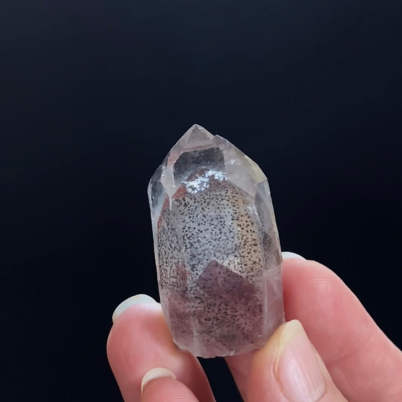 Red Hematite Double Phantom Sunset Quartz Crystal - Tamil Nadu, India