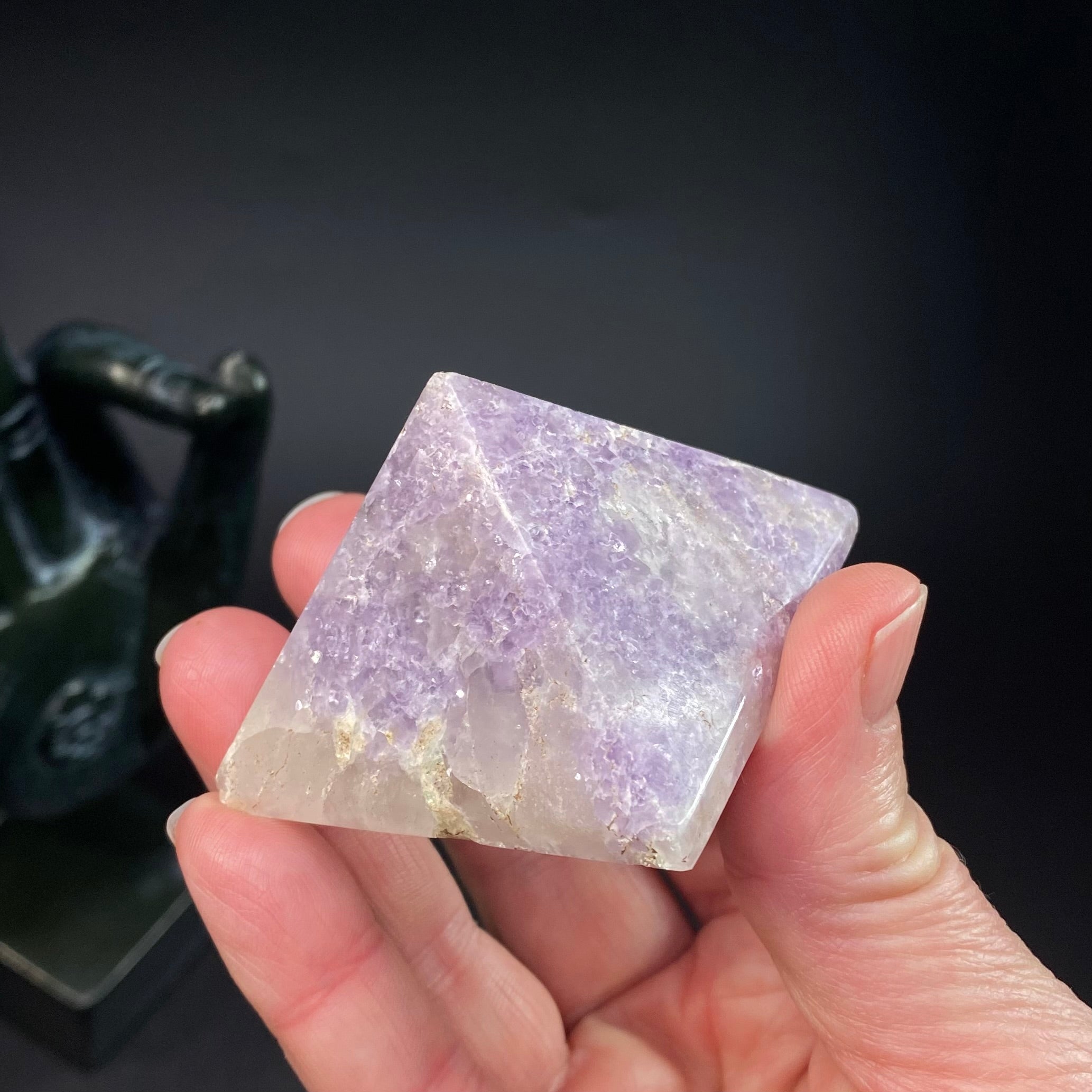 Polished Lepidolite Pyramid from Afghanistan – Lavender Lithium Mica Crystal