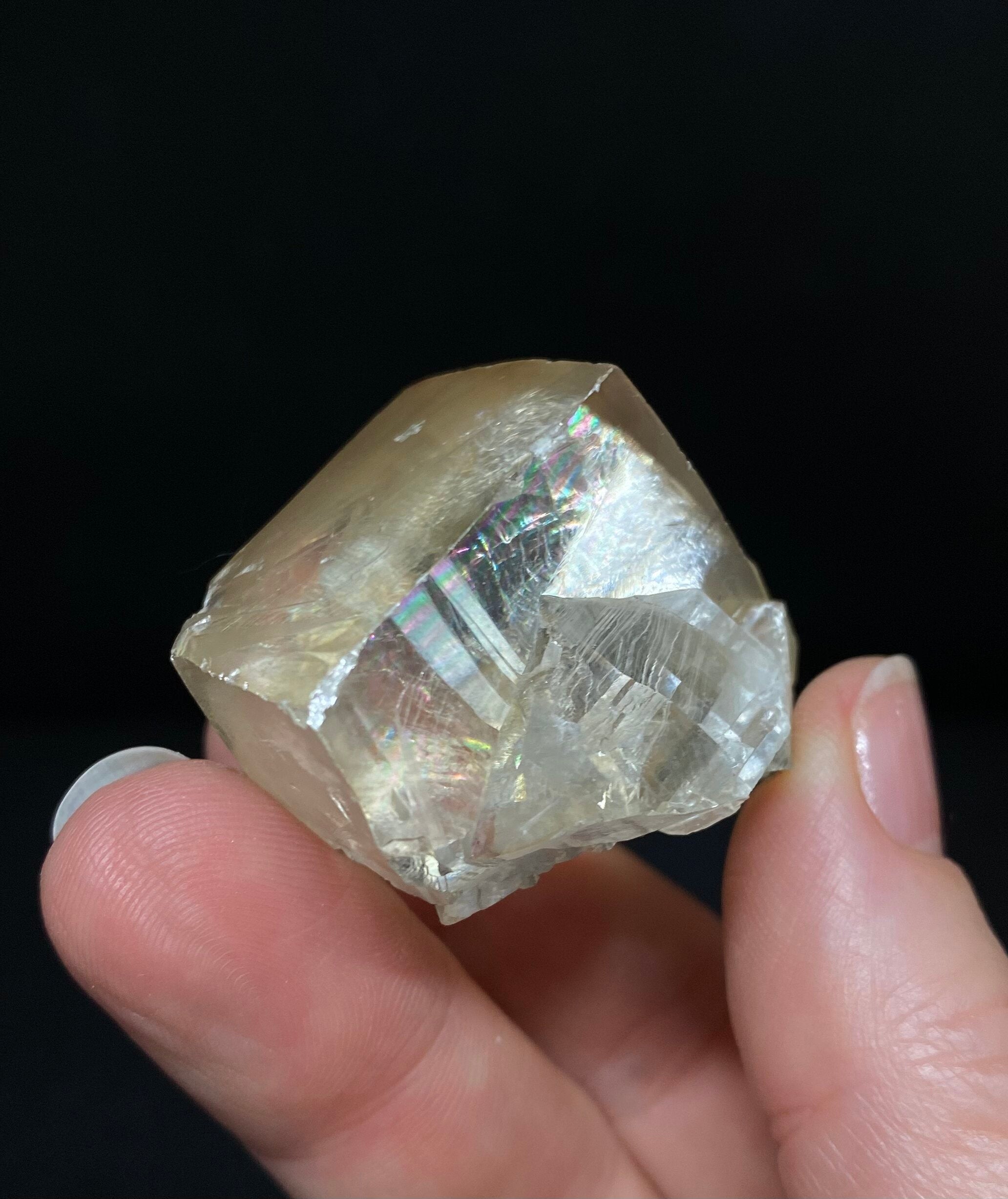 Light Golden Calcite Crystal with Rainbows