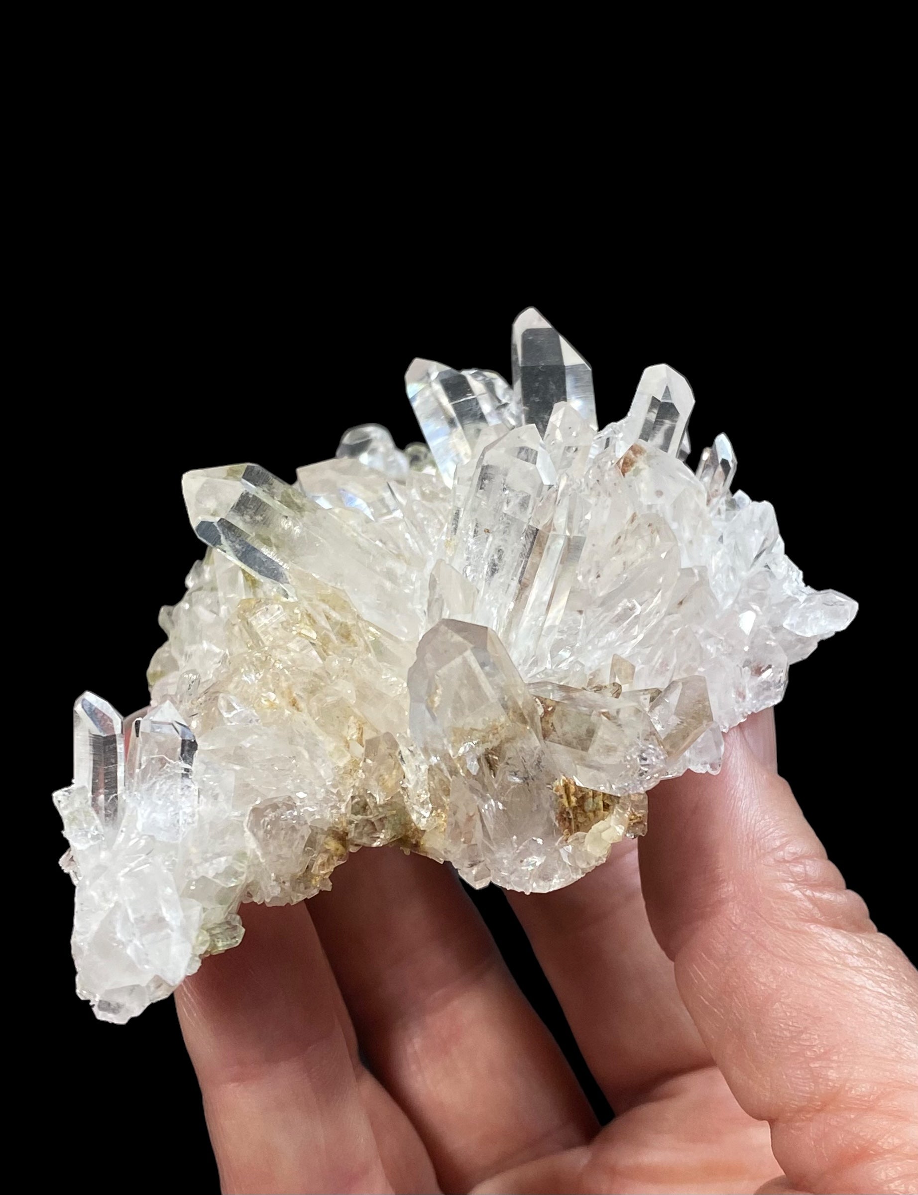 Chlorite Included Quartz Crystal Cluster