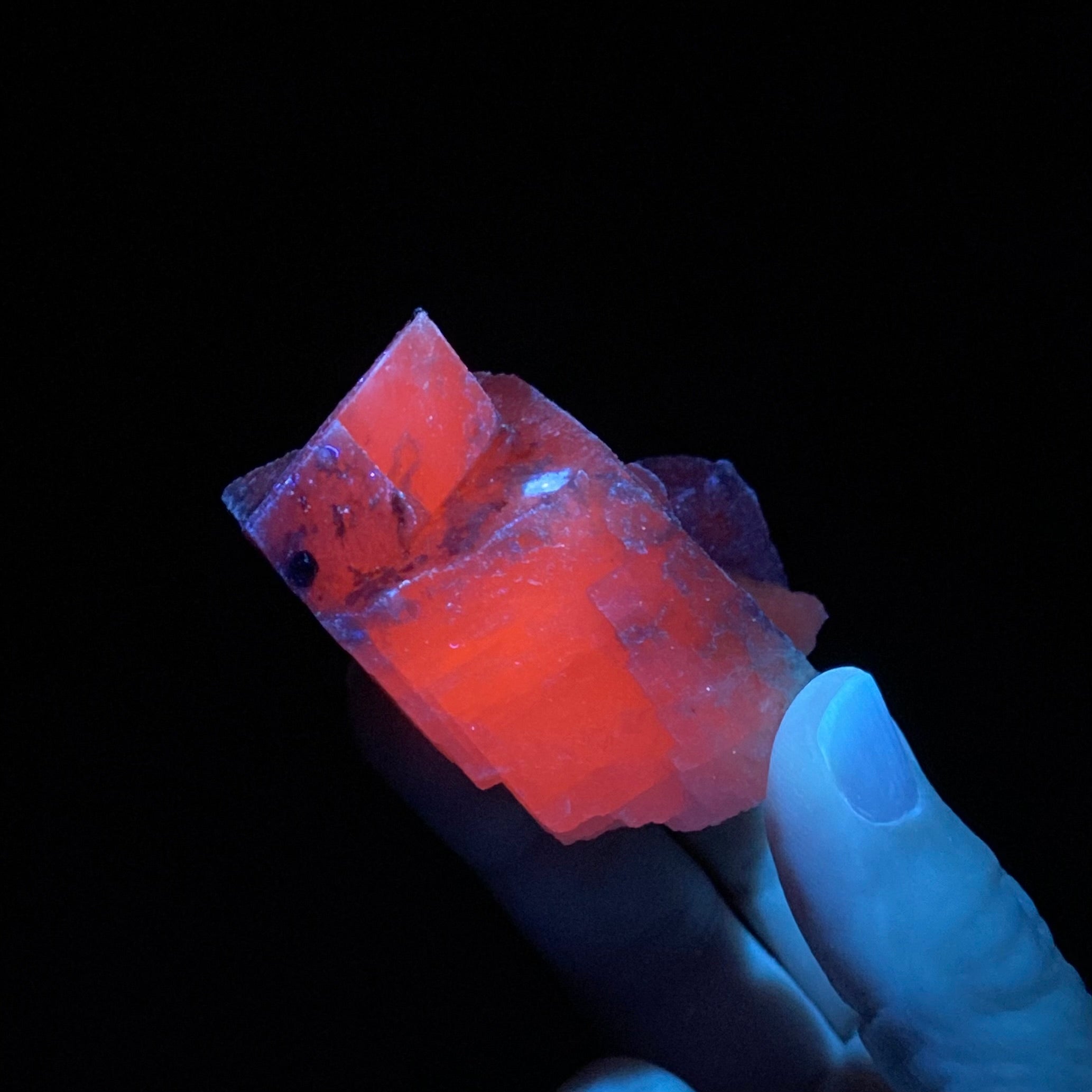 Rhombic Fluorescent Mangano Calcite Specimen from Trepca Mine Complex, Kosovo