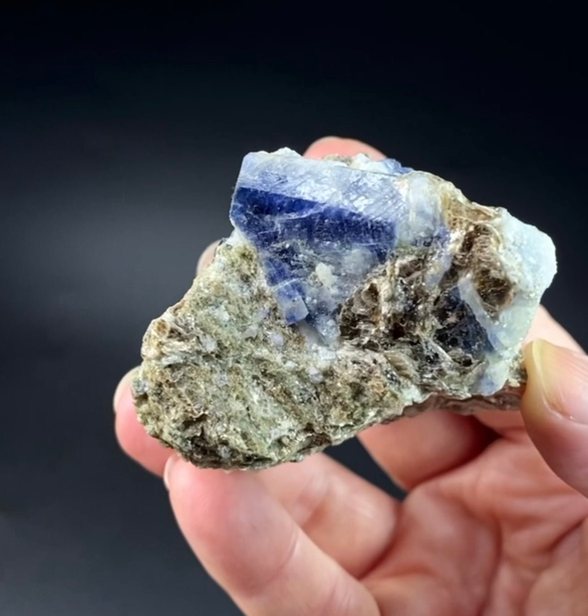 Reserved for Steve Blue Sapphire with Mica Schist, Badakhshan, Afghanistan