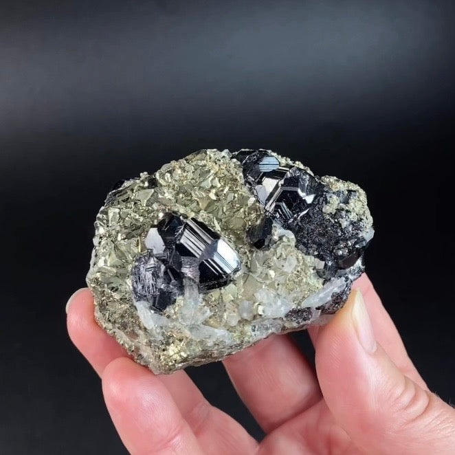 Sphalerite Cluster with Pyrite and Quartz from Trepça Mines, Kosovo