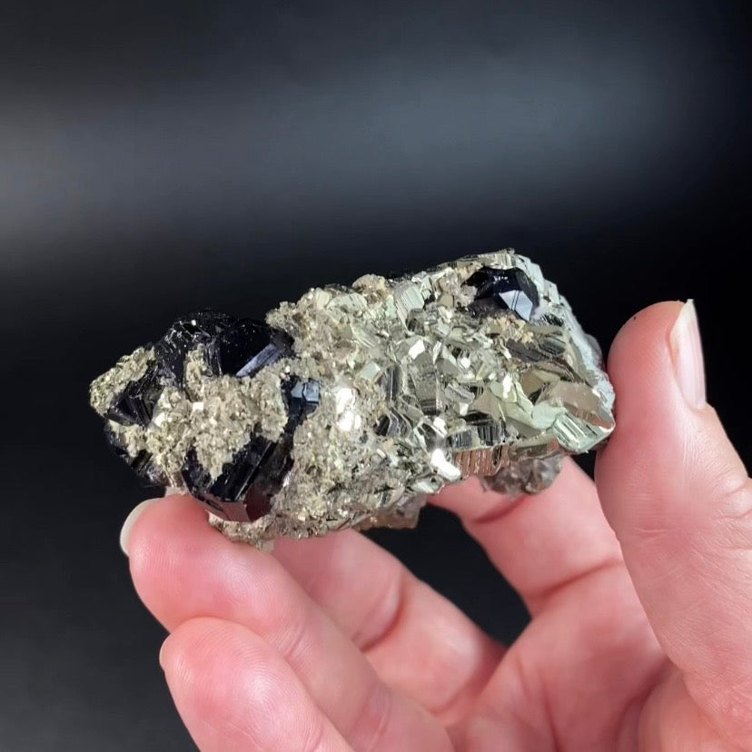 Sphalerite Cluster with Pyrite and Quartz from Trepça Mines, Kosovo