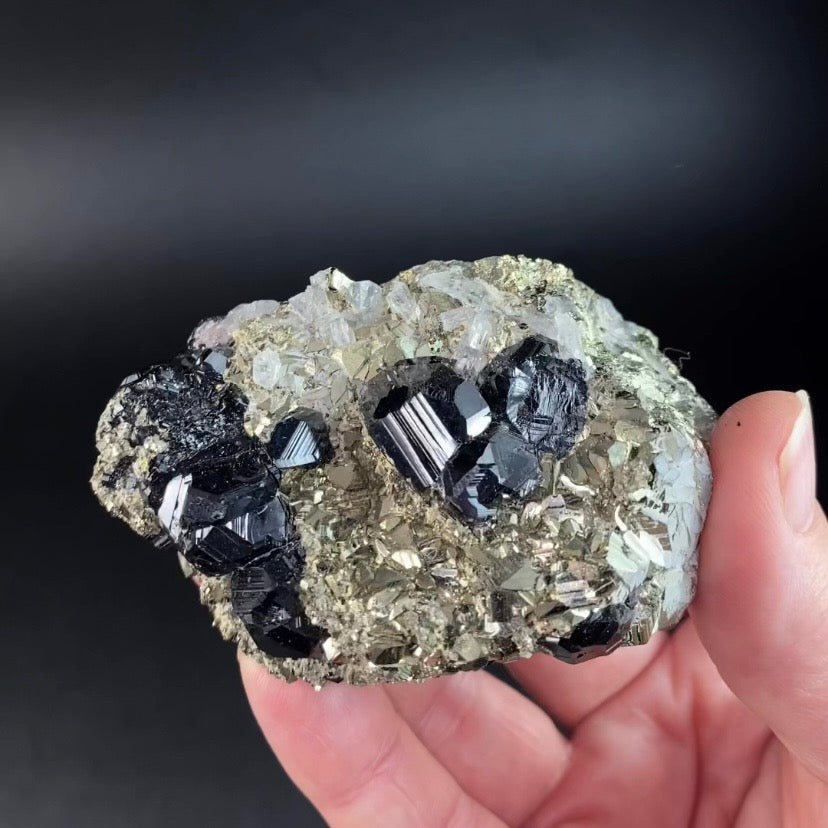 Sphalerite Cluster with Pyrite and Quartz from Trepça Mines, Kosovo