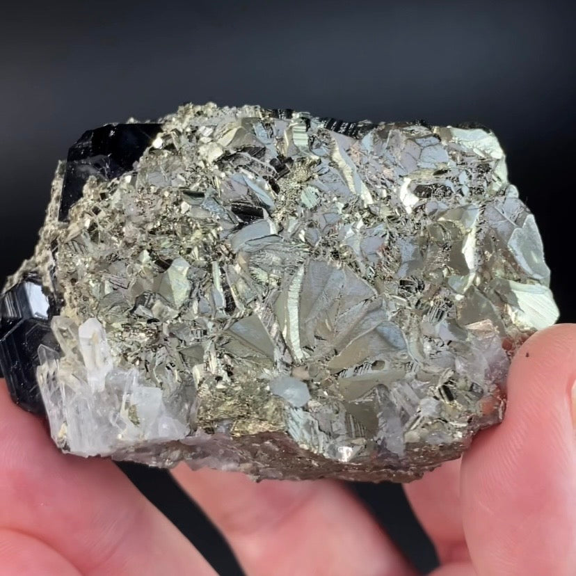 Sphalerite Cluster with Pyrite and Quartz from Trepça Mines, Kosovo
