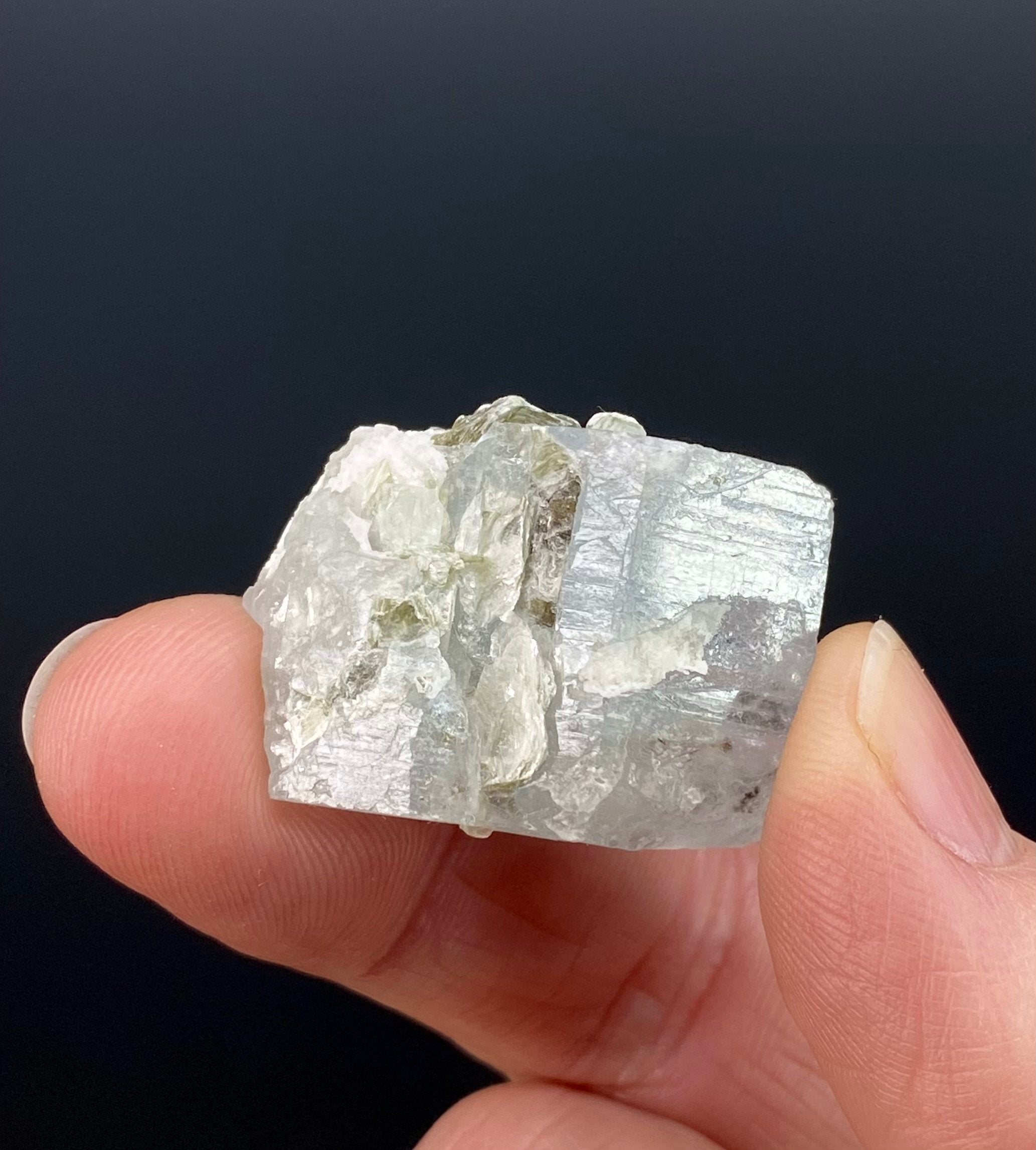 Double Terminated Aquamarine Partial Crystal with Muscovite Mica from Nagar, Pakistan