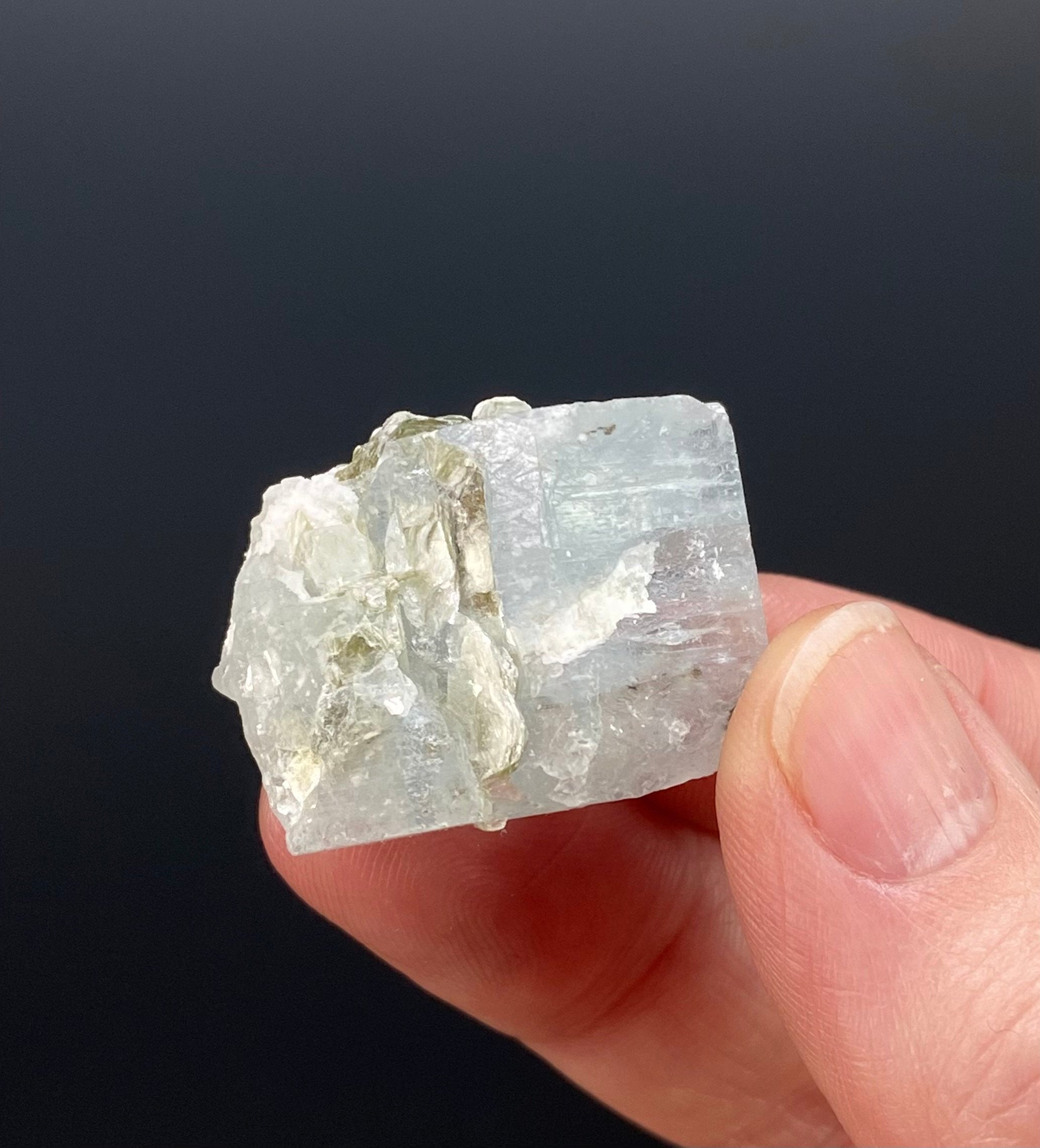 Double Terminated Aquamarine Partial Crystal with Muscovite Mica from Nagar, Pakistan