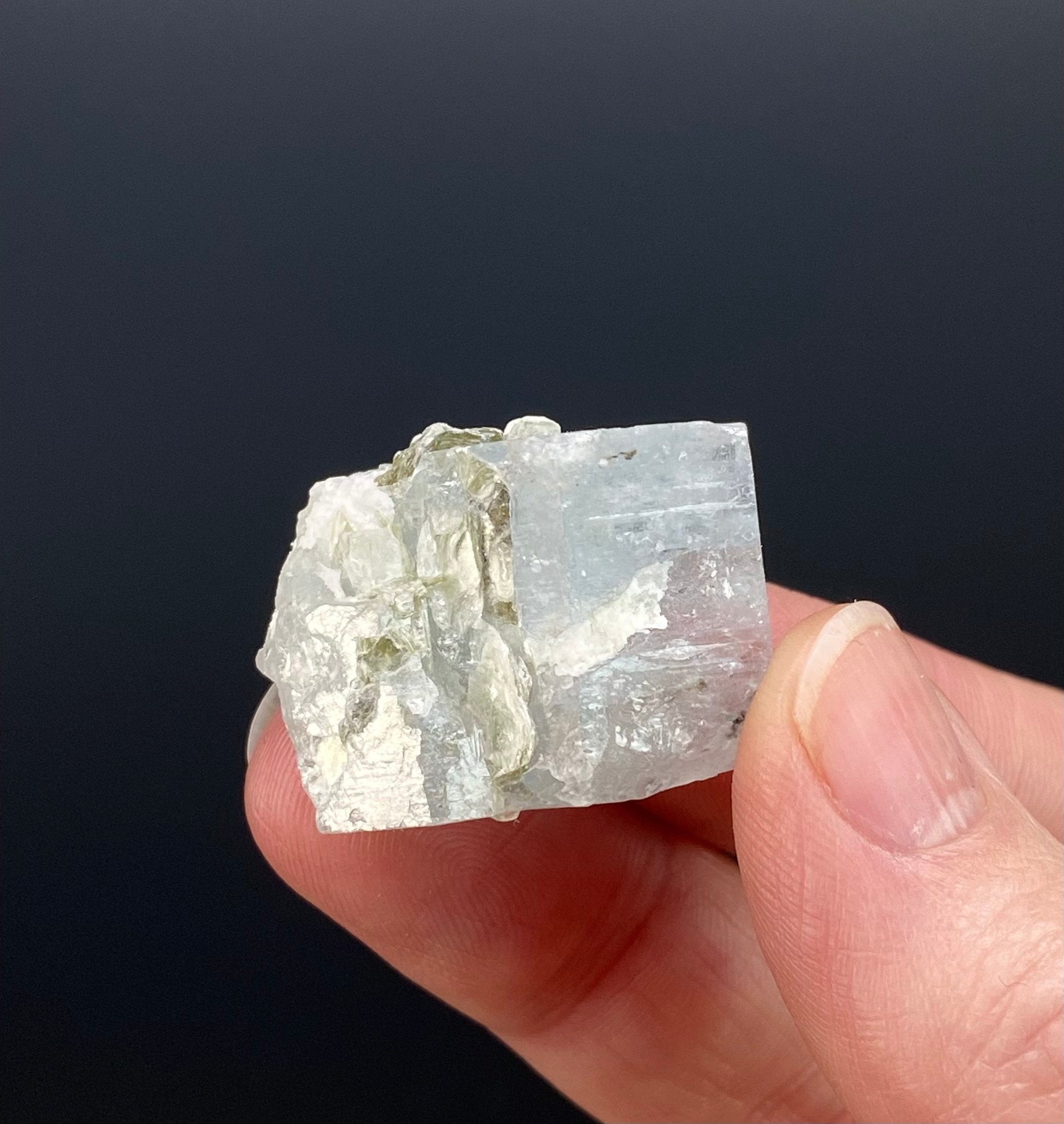 Double Terminated Aquamarine Partial Crystal with Muscovite Mica from Nagar, Pakistan