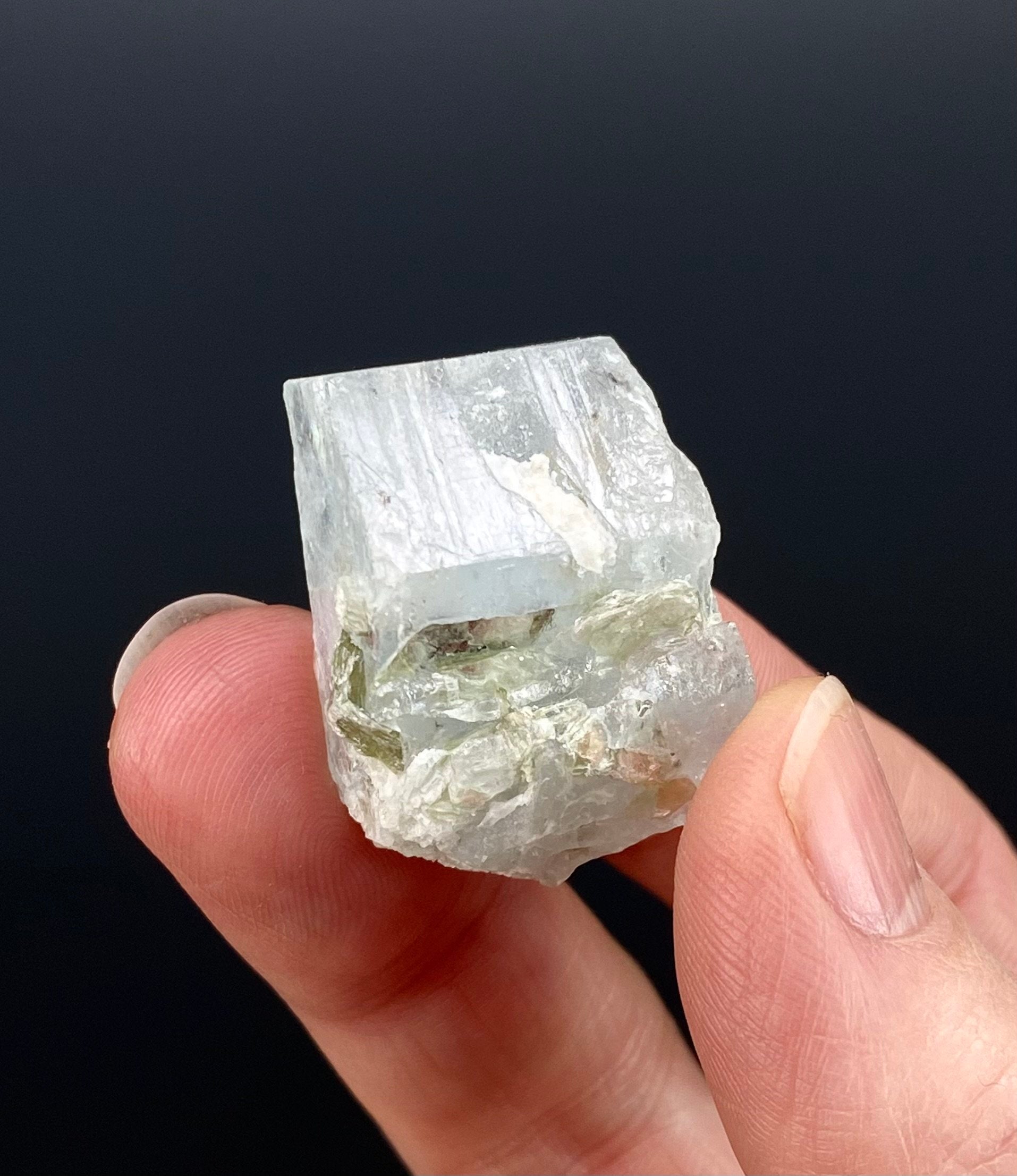 Double Terminated Aquamarine Partial Crystal with Muscovite Mica from Nagar, Pakistan