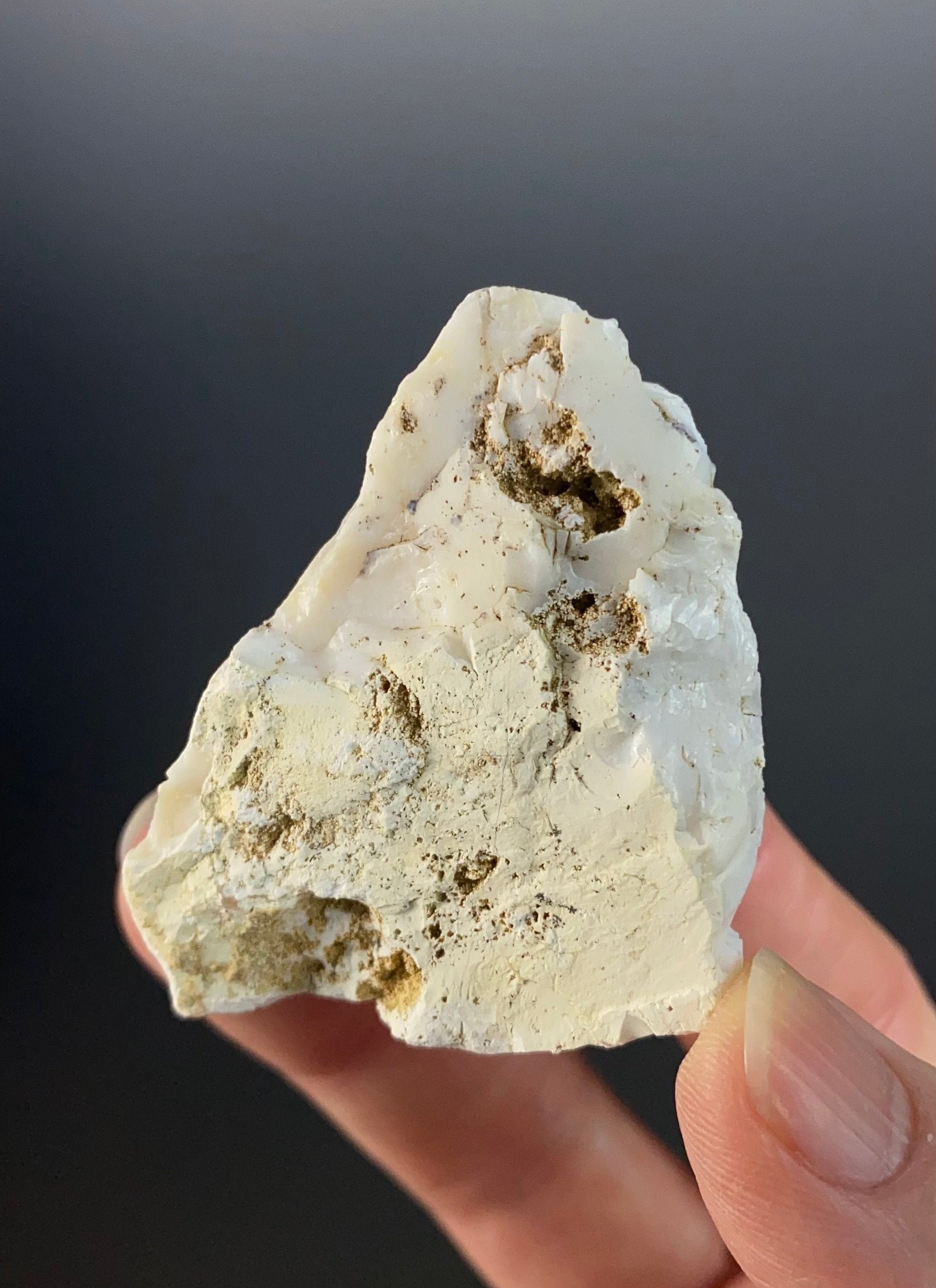 Fluorescent White Common Opal Rough Specimen from Turkey