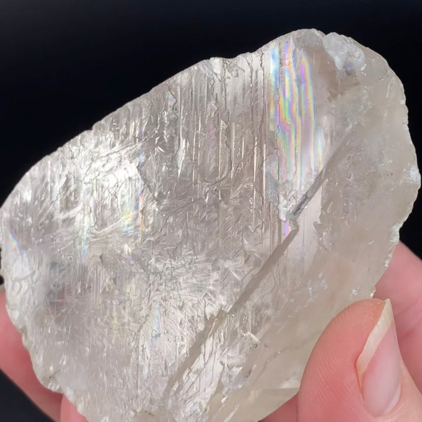 Scalenohedral Clear White Calcite Crystal with Rainbows