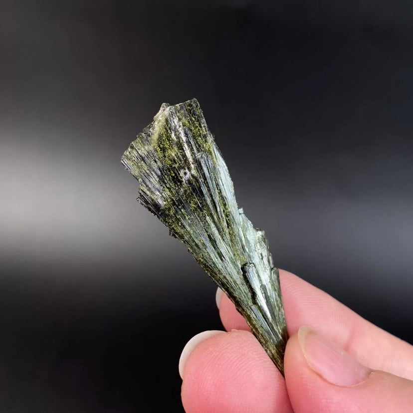 Deep Green Epidote Fan Crystal Cluster