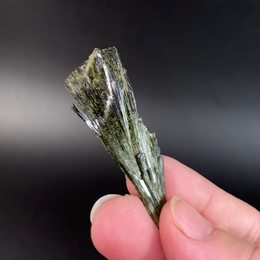 Deep Green Epidote Fan Crystal Cluster
