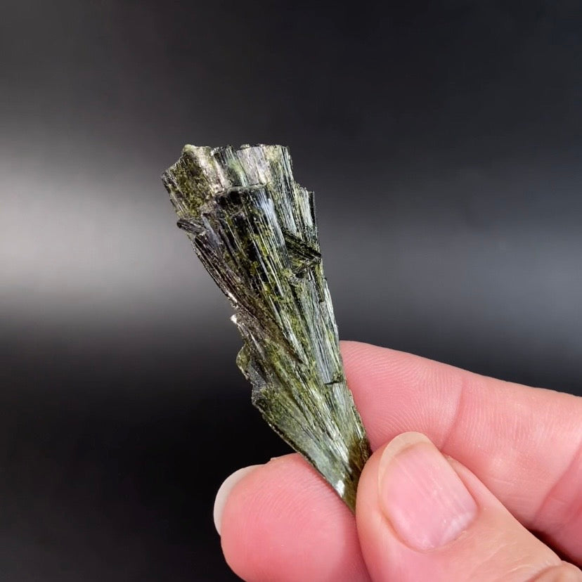 Deep Green Epidote Fan Crystal Cluster