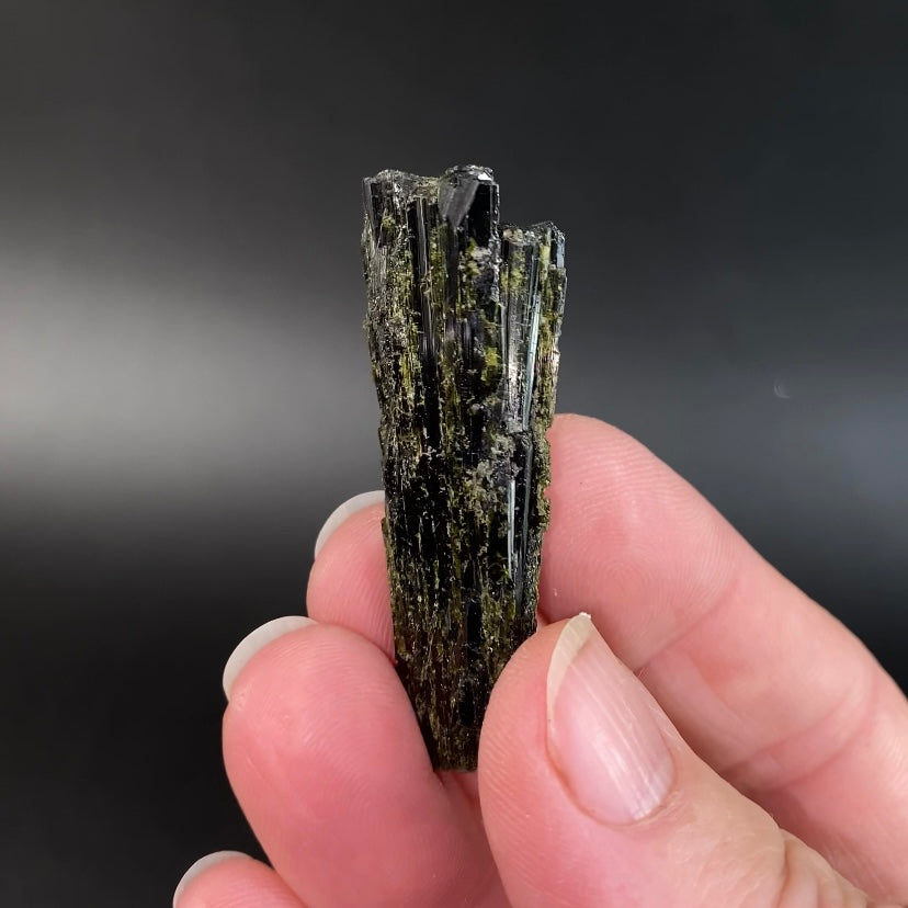 Deep Green Epidote Fan Crystal Cluster