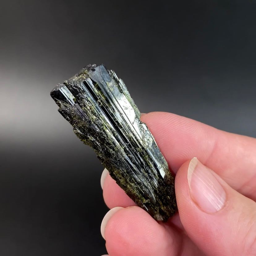 Deep Green Epidote Fan Crystal Cluster