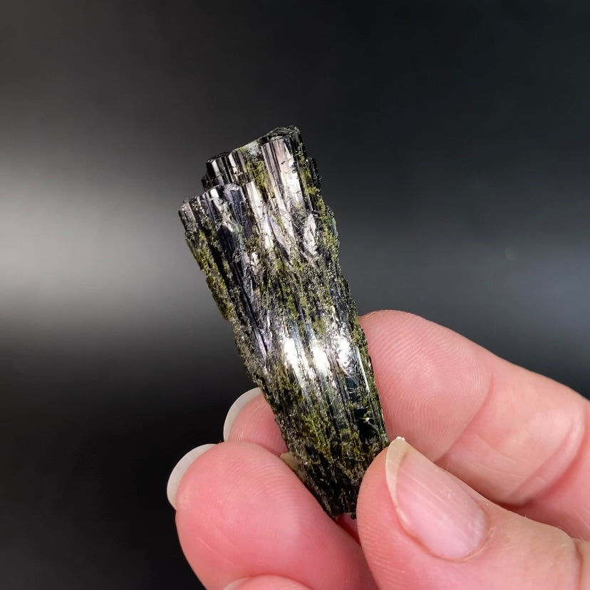 Deep Green Epidote Fan Crystal Cluster
