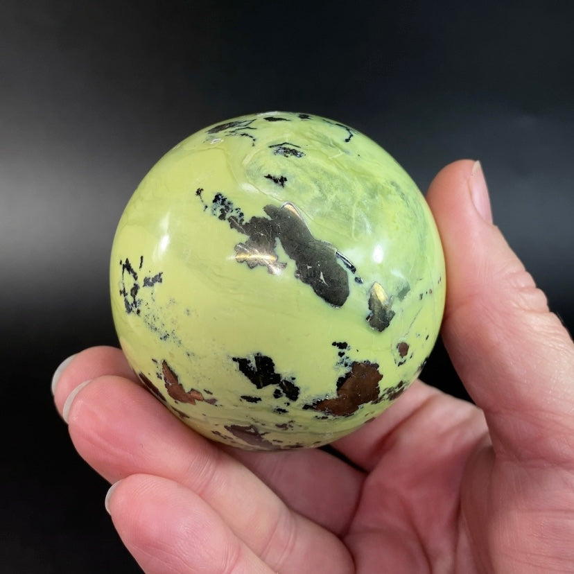 Peruvian Serpentine & Chalcopyrite Polished 60 mm Sphere